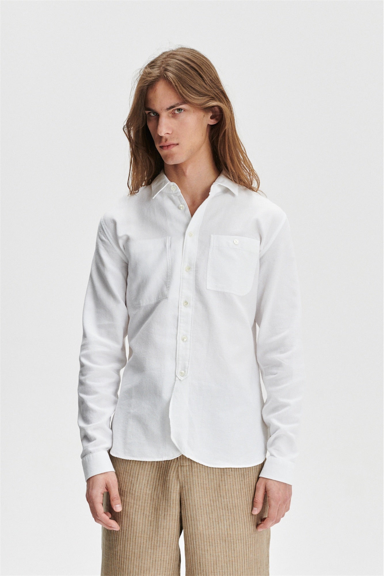 Farmer Shirt in the Finest White Italian Sustainable Cotton Crêpe by Leggiuno