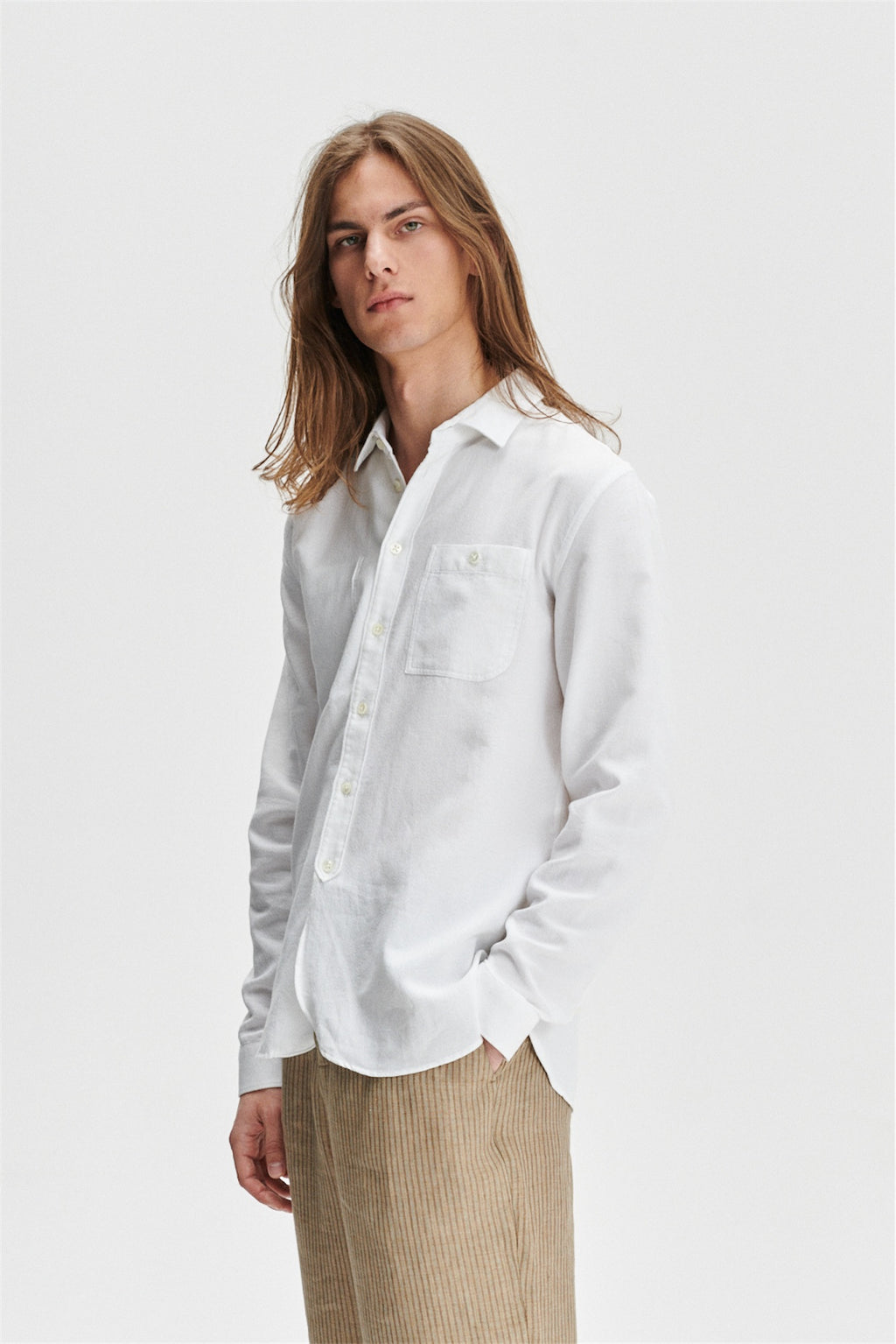 Farmer Shirt in the Finest White Italian Sustainable Cotton Crêpe by Leggiuno