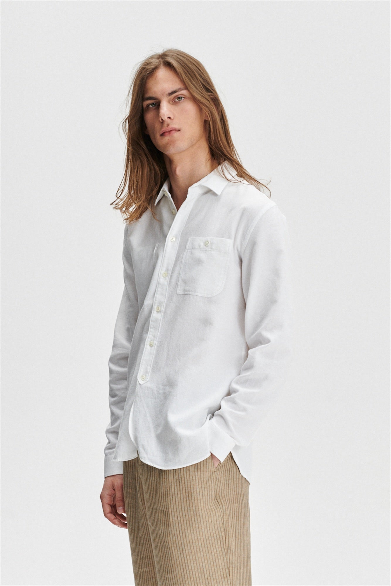 Farmer Shirt in the Finest White Italian Sustainable Cotton Crêpe by Leggiuno
