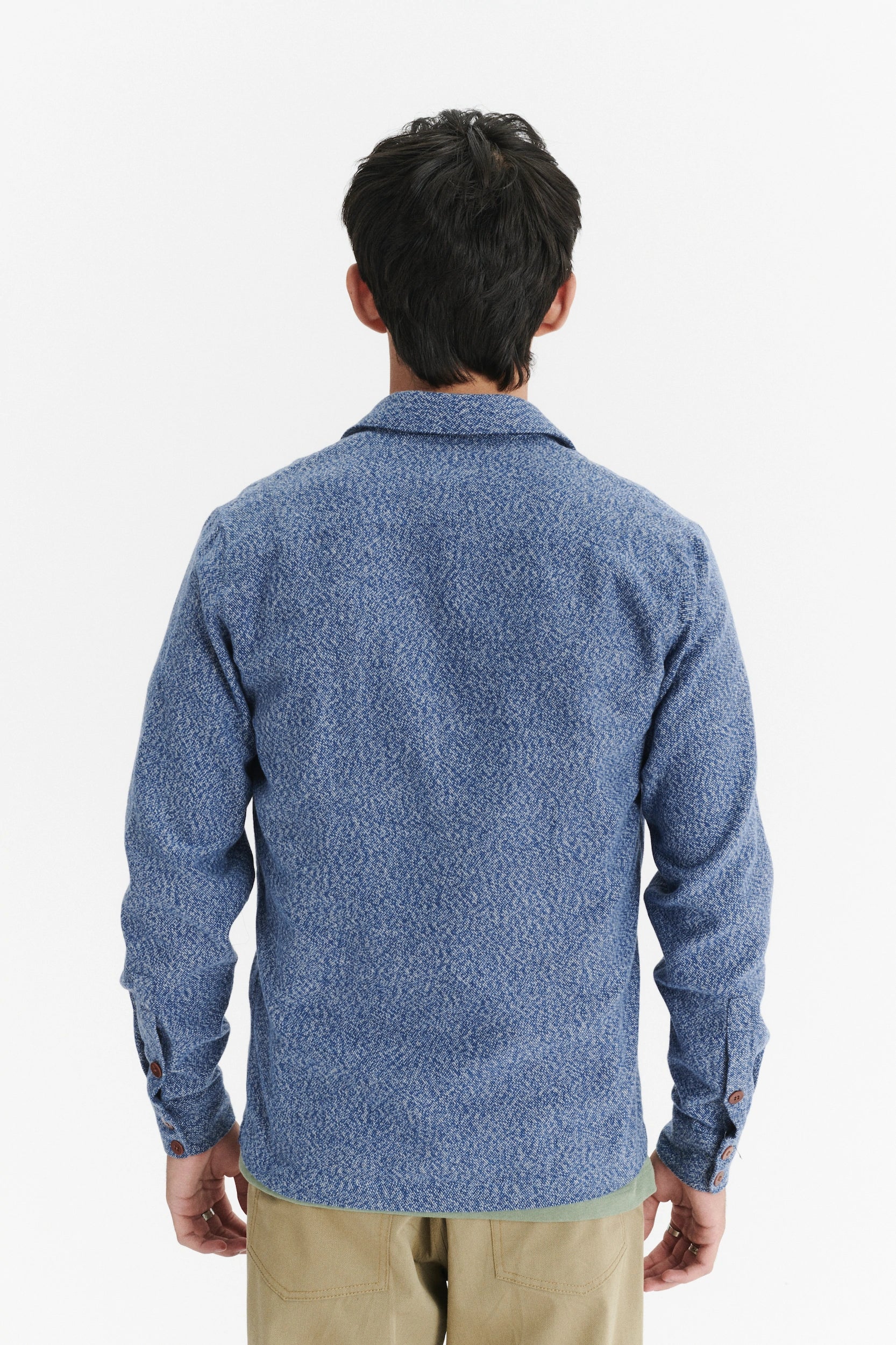Strong Shirt in the Finest Mélange Blue Portuguese Cotton Flannel with Corozzo Buttons
