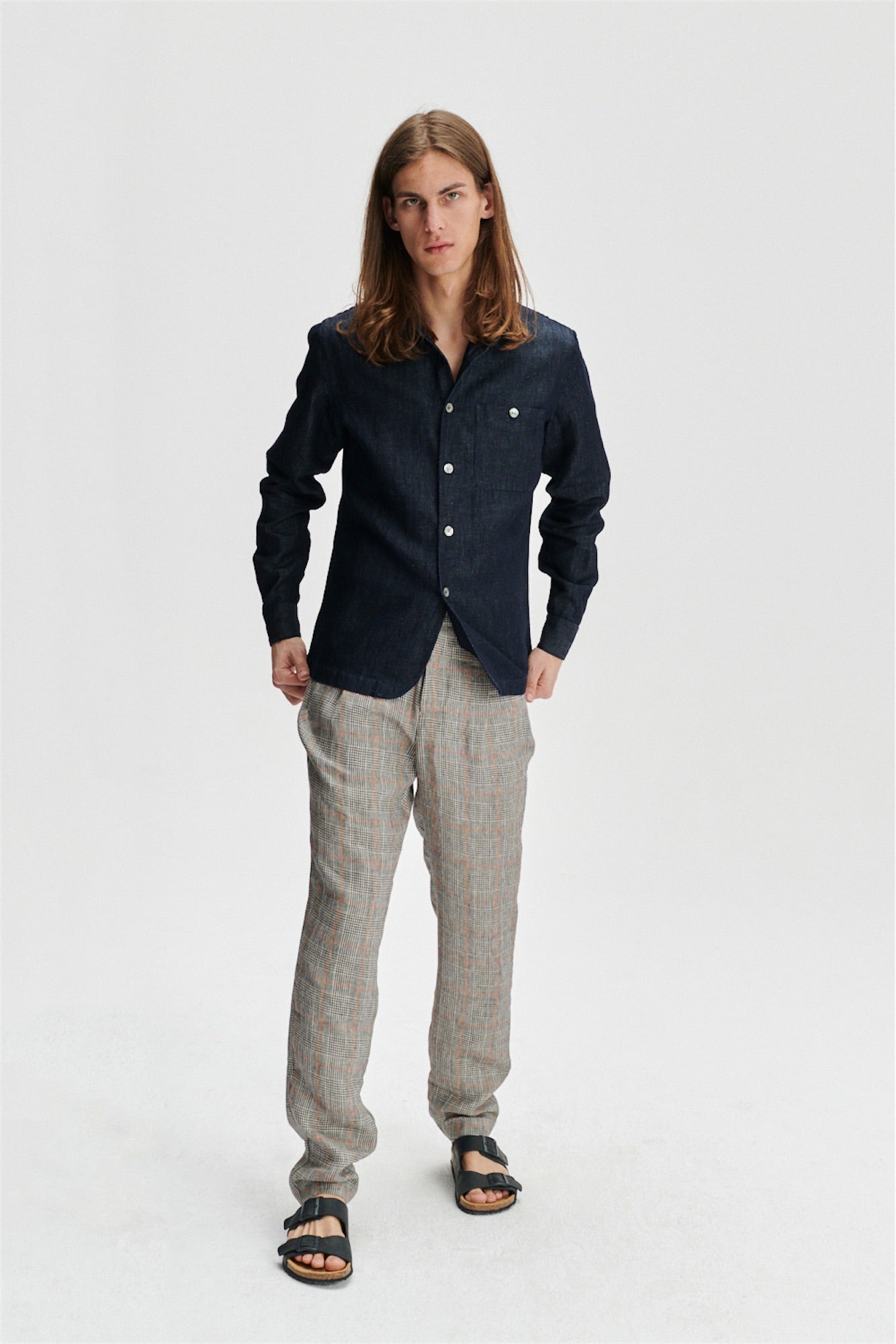 Strong Shirt in a Rinsed Blue Denim Mix of Italian Cotton and Hemp