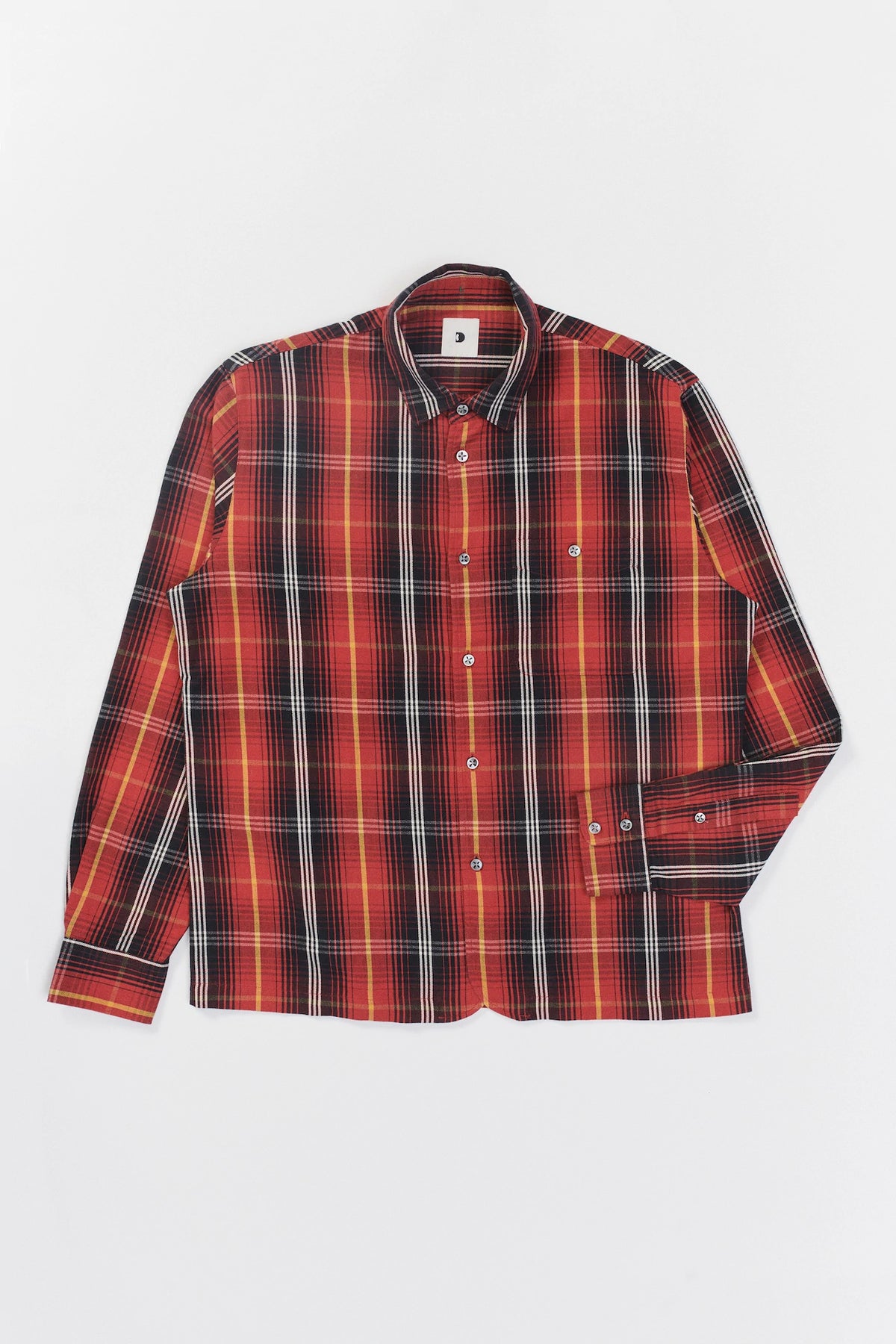 Strong Shirt in a Red Chequered Italian Twill Cotton Last Restock