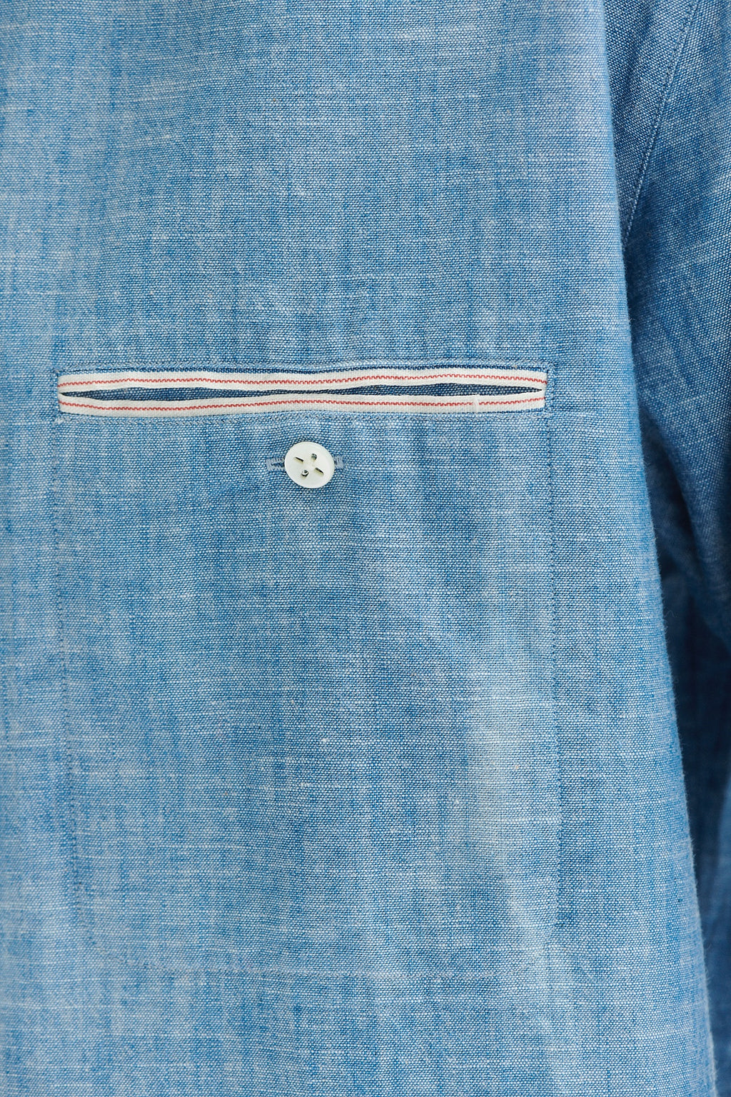 Proper Shirt in a Blue Japanese Chambray Cotton with a red and white striped selvedge