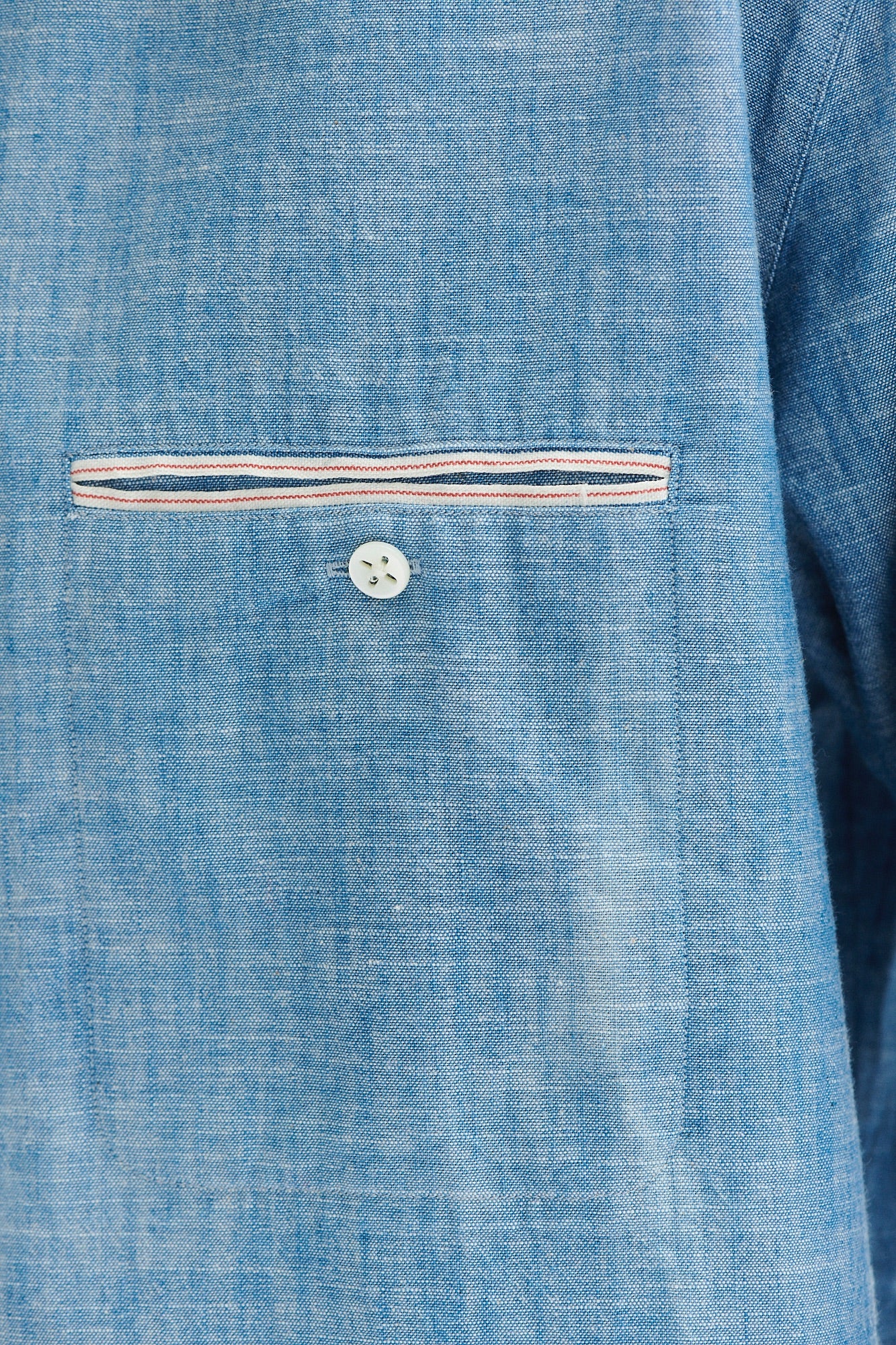 Proper Shirt in a Blue Japanese Chambray Cotton with a red and white striped selvedge