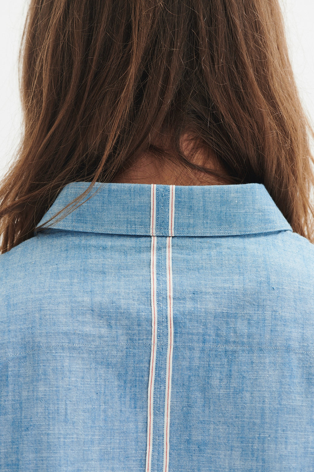 Proper Shirt in a Blue Japanese Chambray Cotton with a red and white striped selvedge