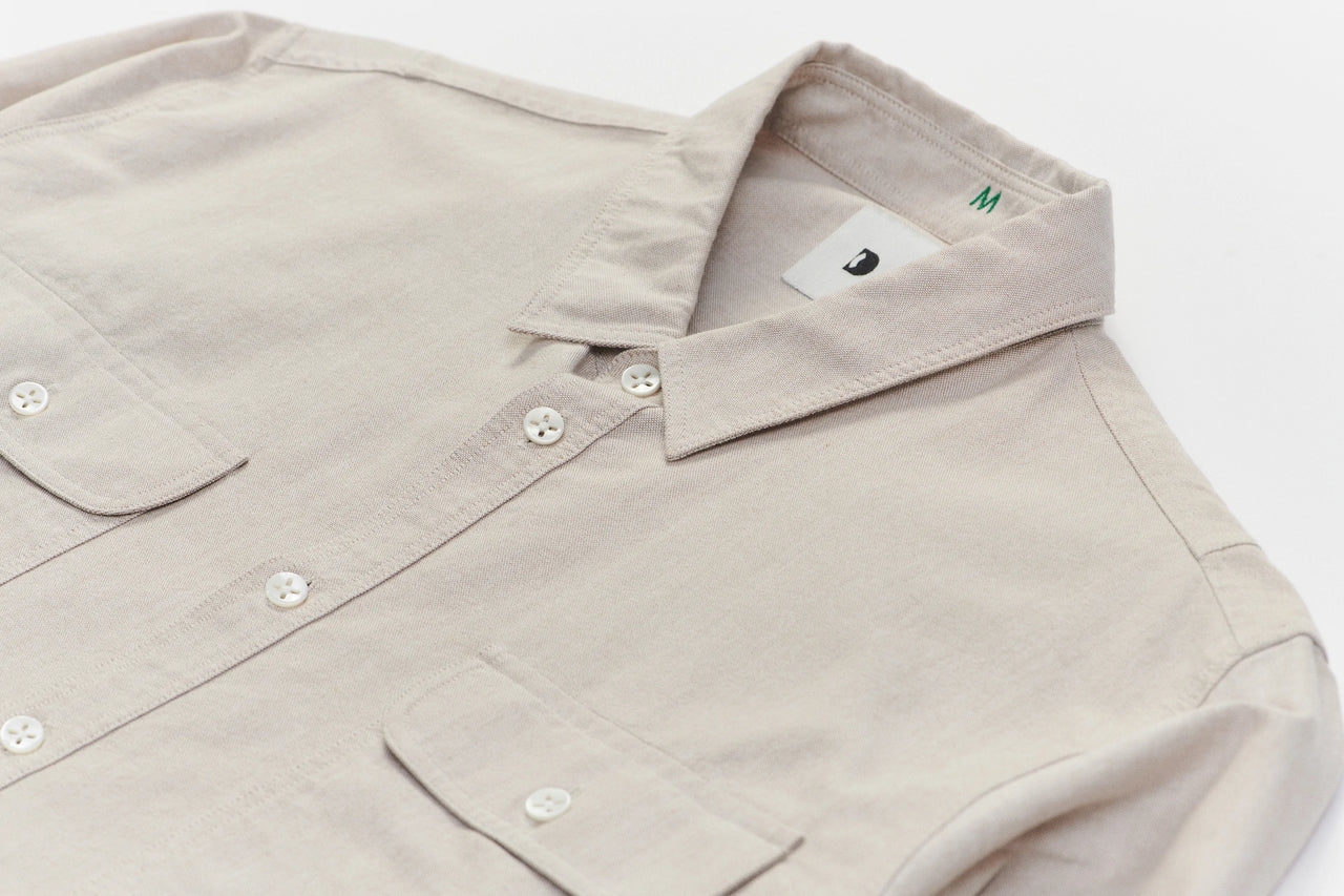 Proper Double Pocket Shirt in a Beige Portuguese Oxford Cotton