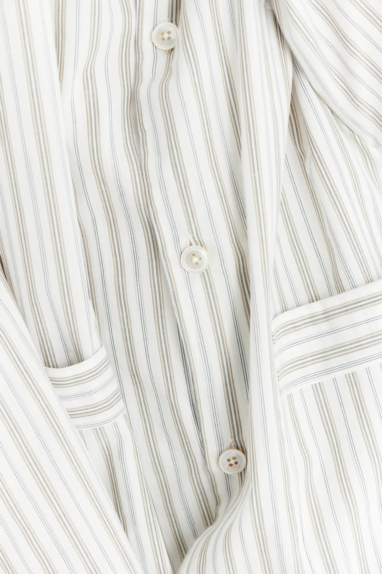 Pyjama House Trousers in a Cream and Beige Striped Excellent Italian Cotton