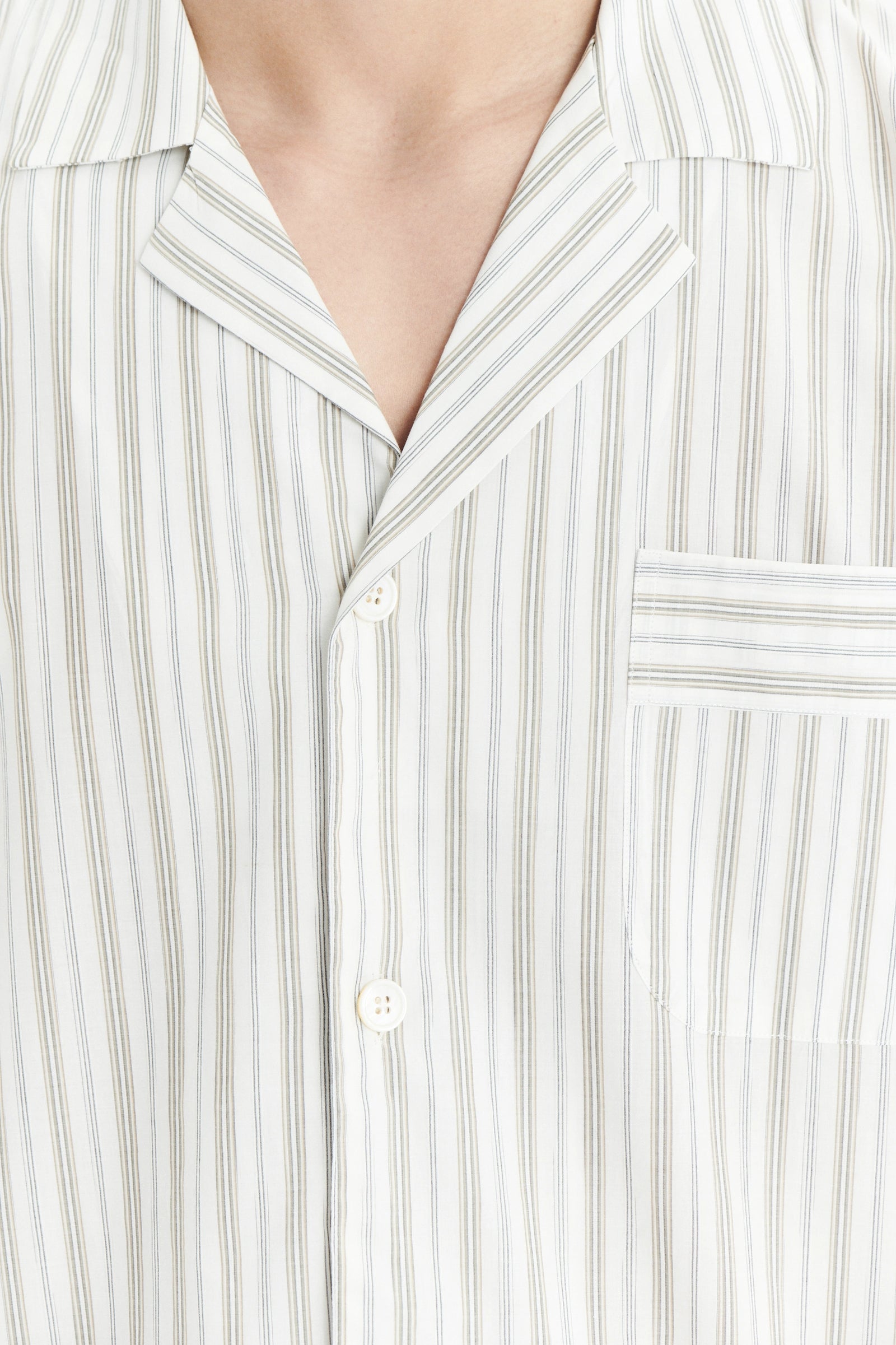 Relaxed House Shirt in a Cream and Beige Striped Soft Italian Cotton