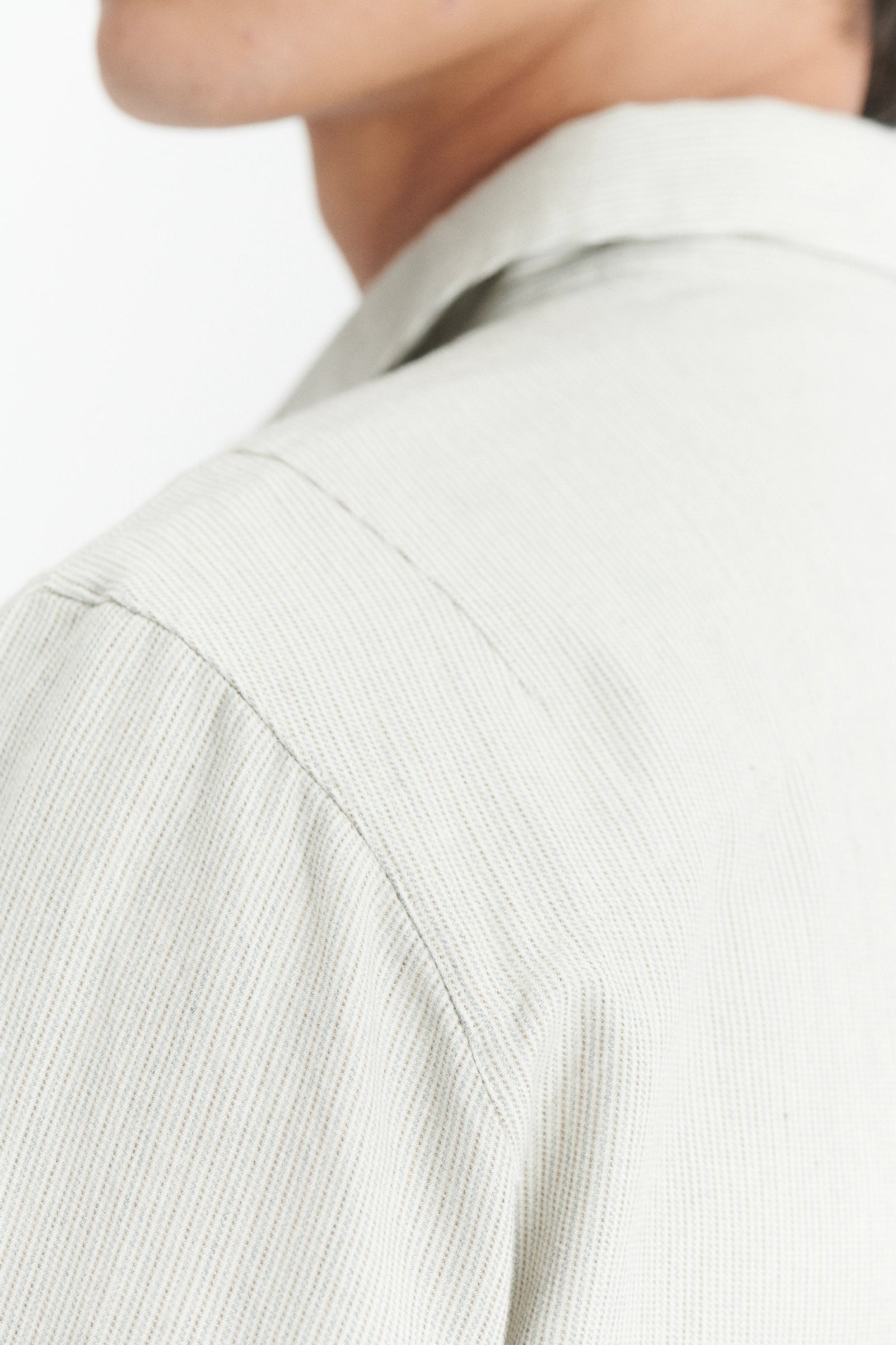 Relaxed House Shirt in a Cream and Beige Striped Soft Italian Cotton
