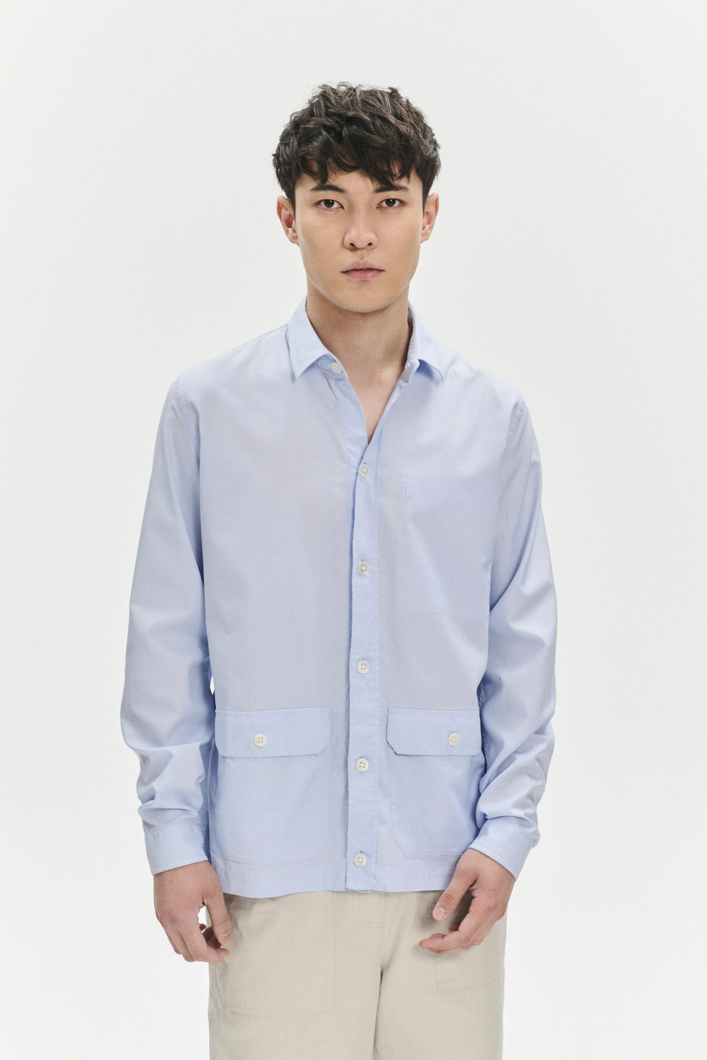 Overshirt in a Light Blue Portuguese Oxford Cotton