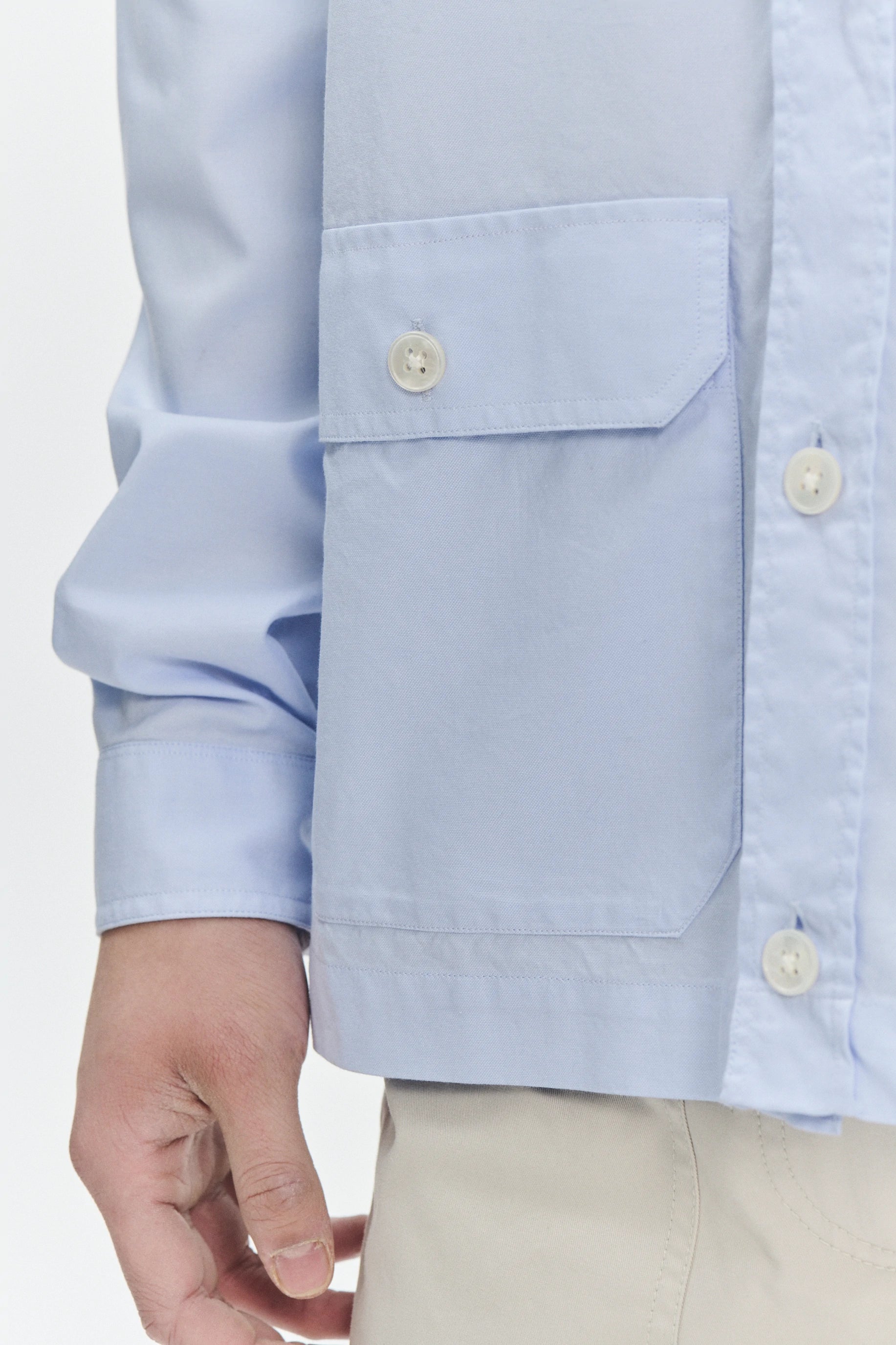 Overshirt in a Light Blue Portuguese Oxford Cotton