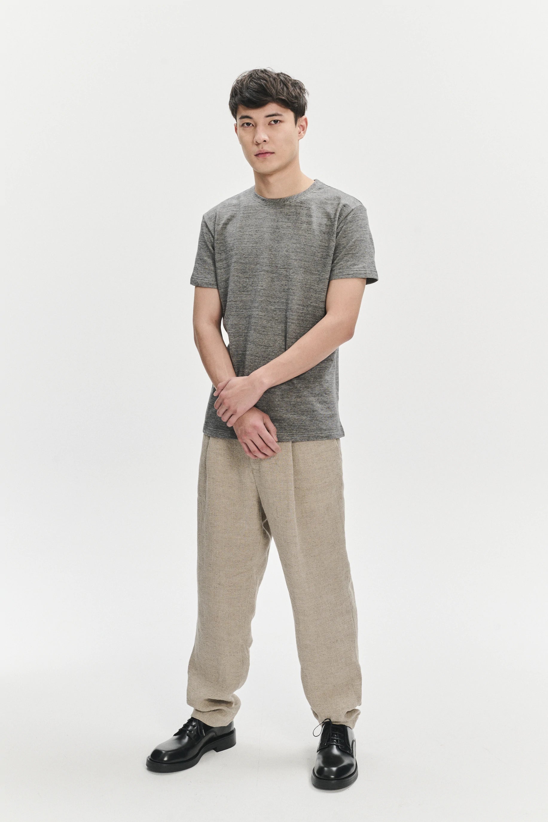Short Sleeve T-shirt in a Grey Fine Japanese Cotton Jersey