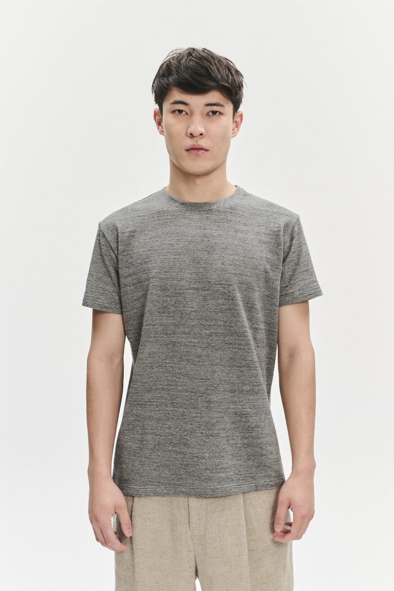 Short Sleeve T-shirt in a Grey Fine Japanese Cotton Jersey