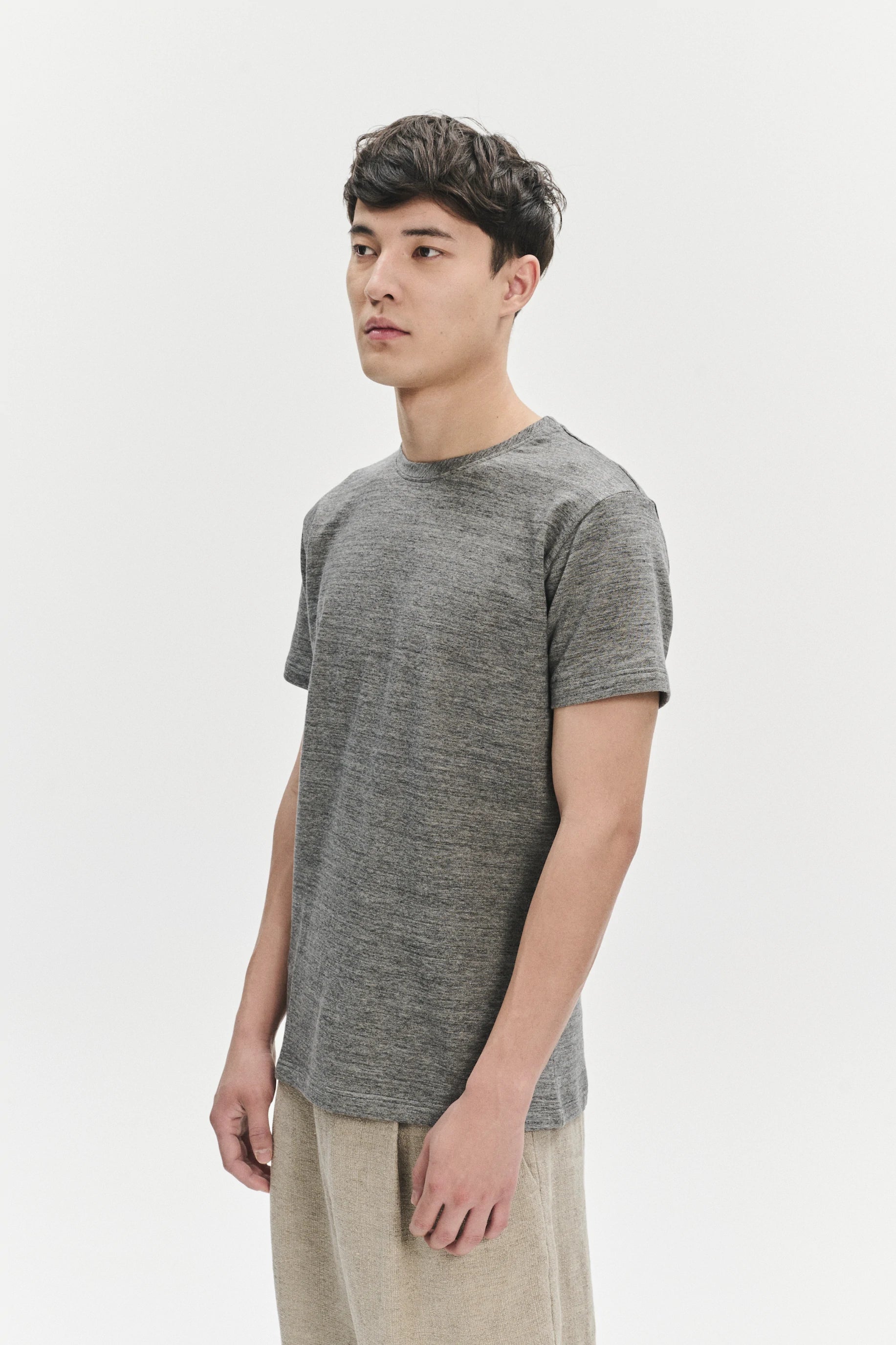 Short Sleeve T-shirt in a Grey Fine Japanese Cotton Jersey