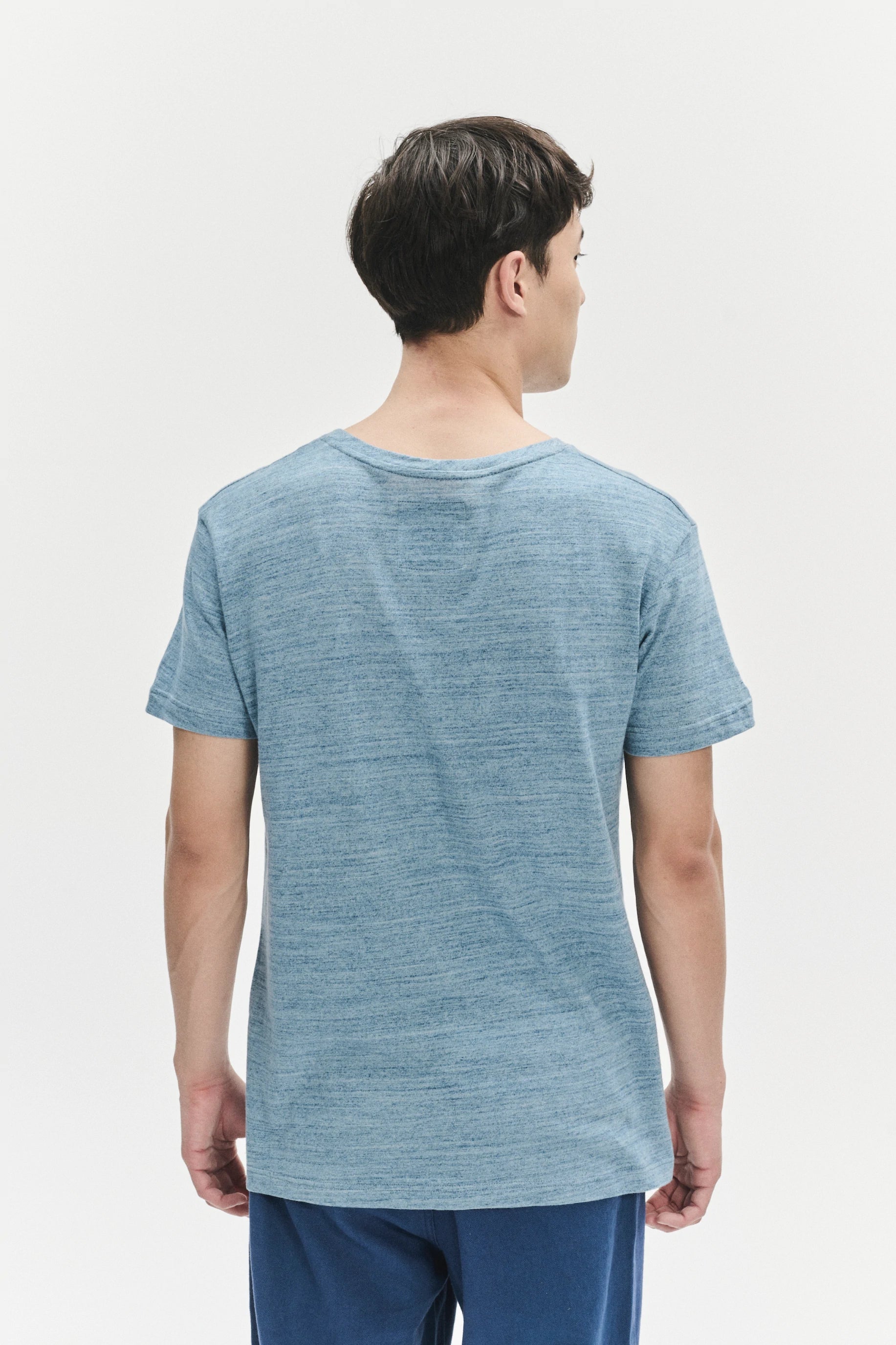 T-Shirt in a Light Blue Slow-Knit Soft Japanese Cotton Jersey