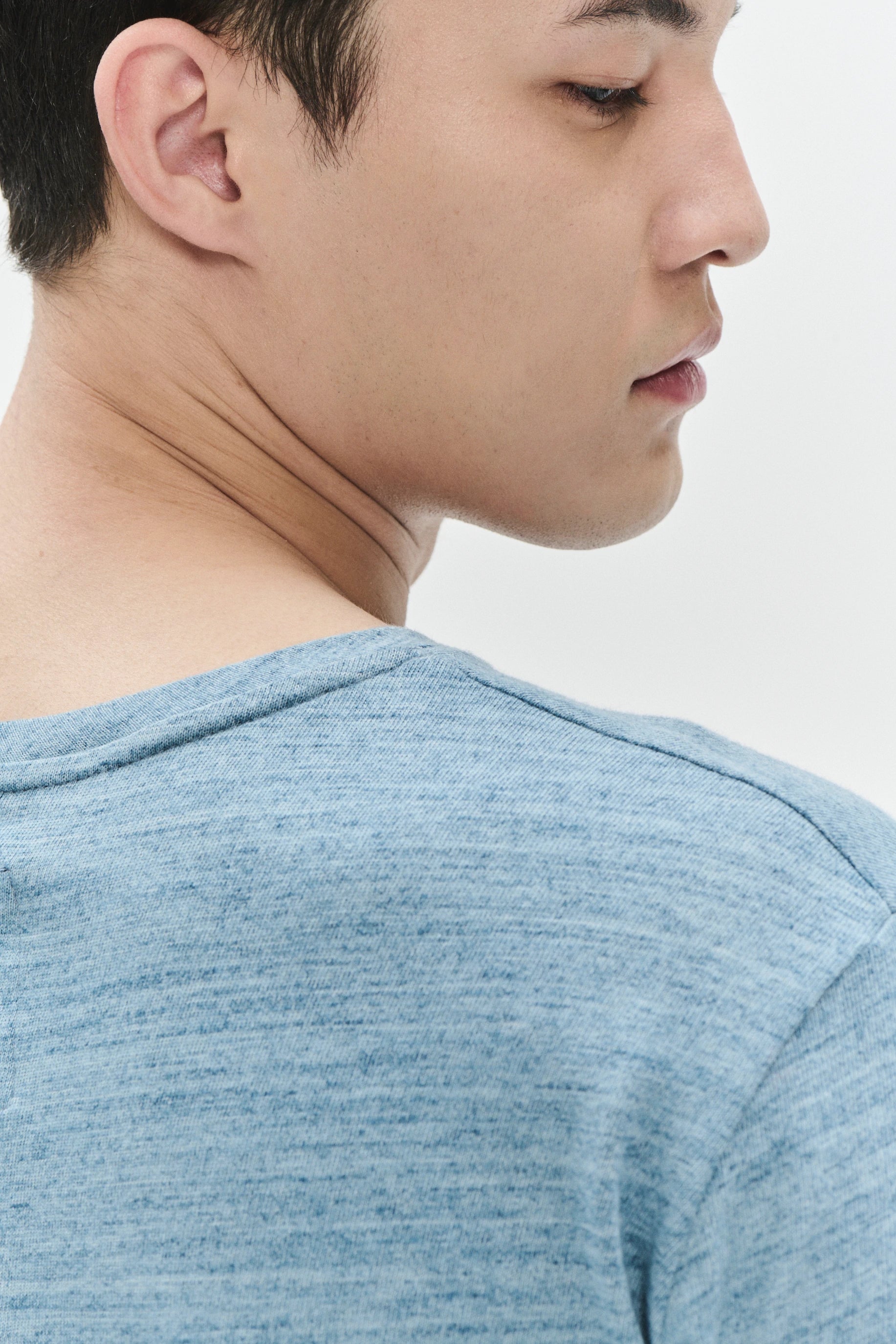 T-Shirt in a Light Blue Slow-Knit Soft Japanese Cotton Jersey