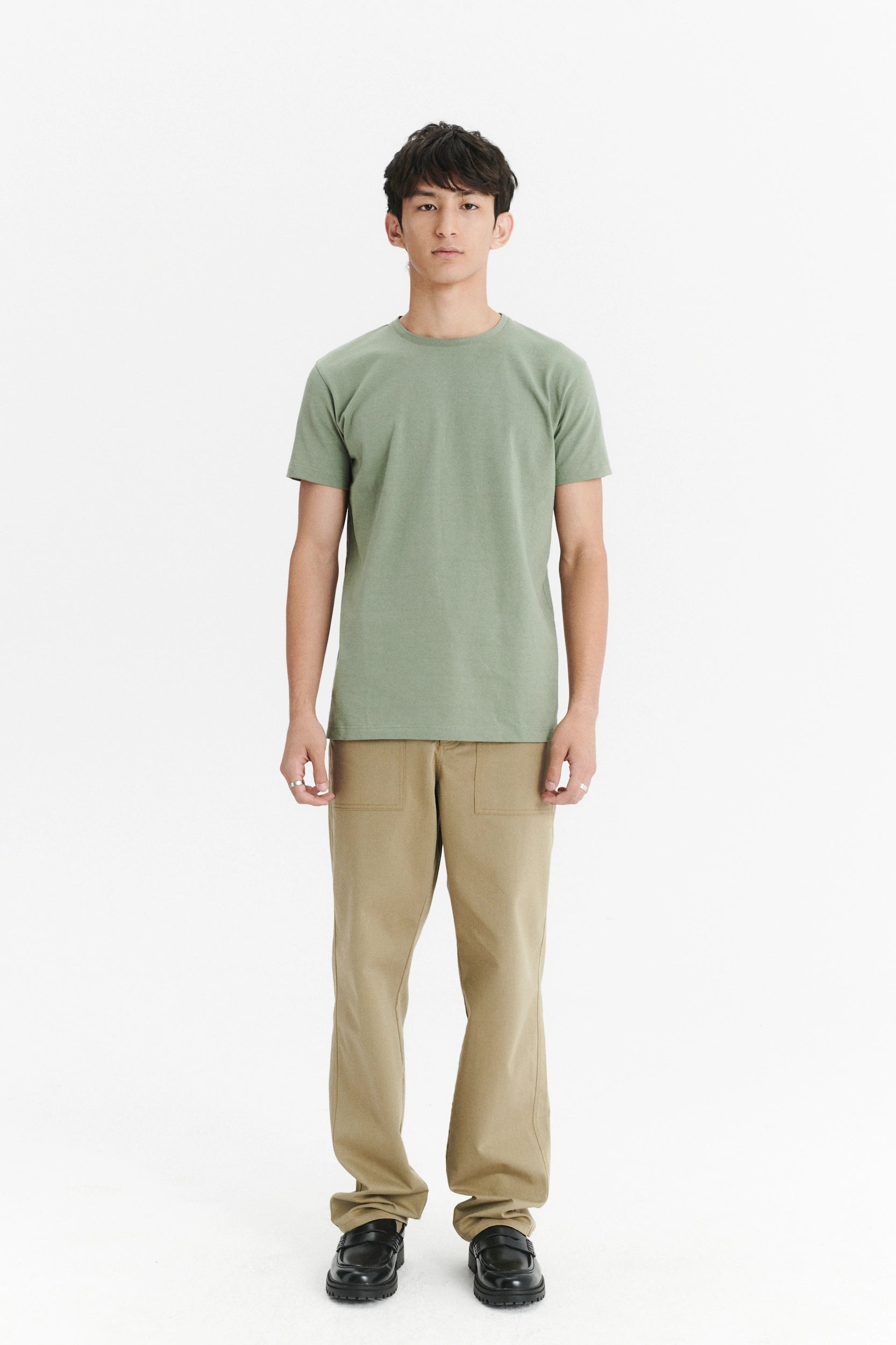 Relaxed T-Shirt in a Green Sage Japanese Sturdy Cotton Jersey