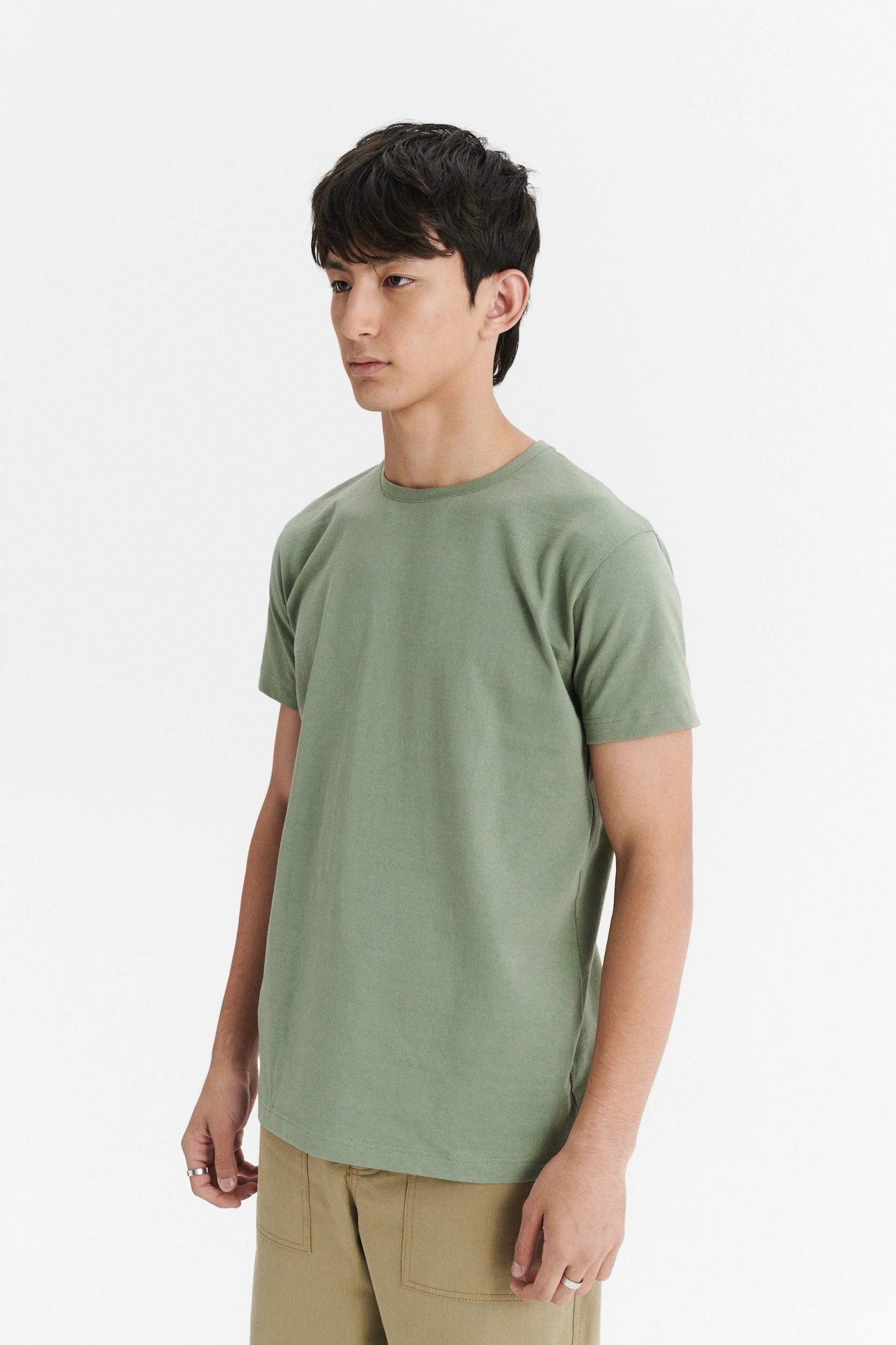 Relaxed T-Shirt in a Green Sage Japanese Sturdy Cotton Jersey