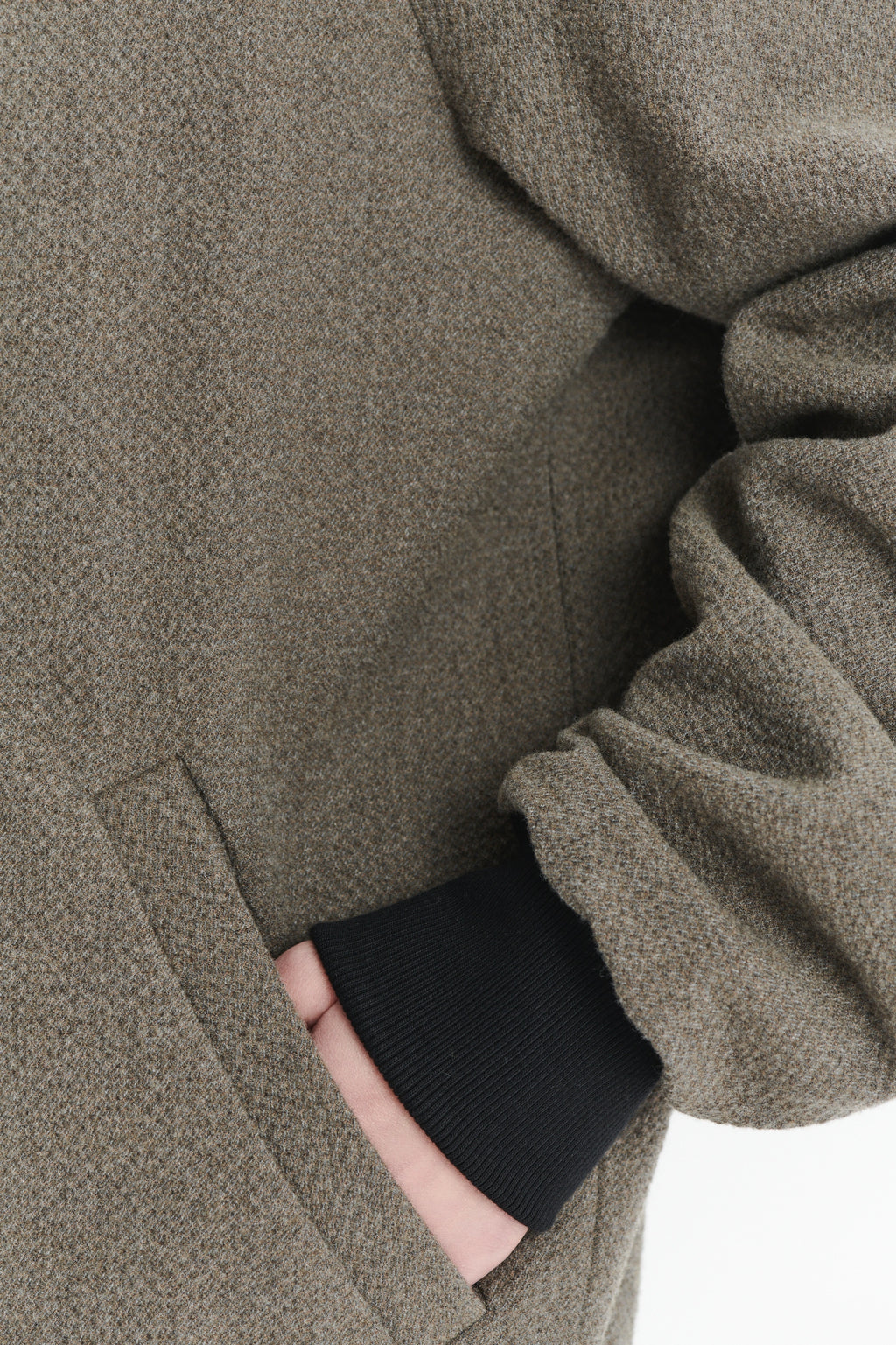 Unisex Bomber Jacket in a Taupe Italian Winter Virgin Wool and Cotton Seersucker