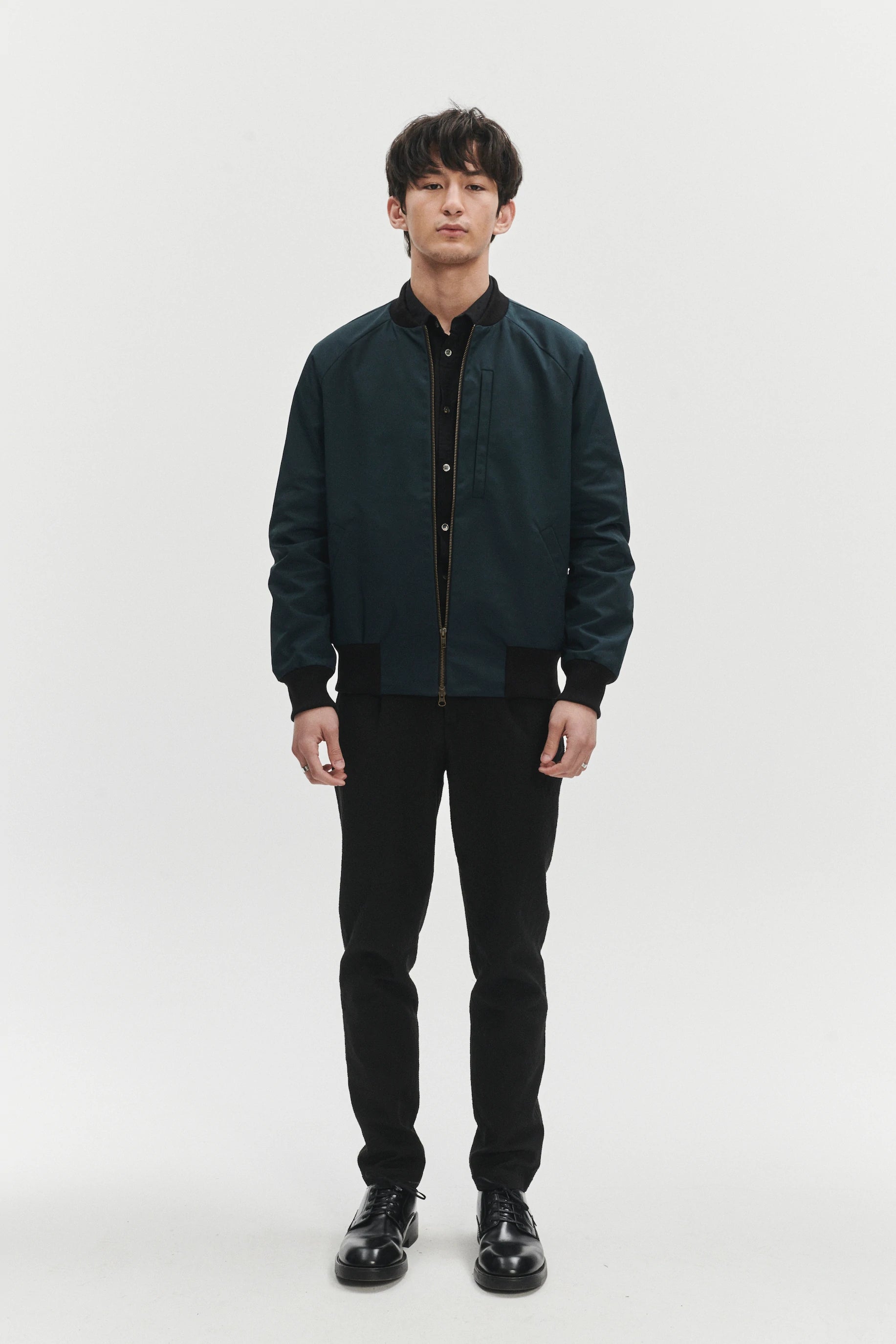 Cool Petrol Blue Bomber Jacket in an Italian Wind Proof Fabric