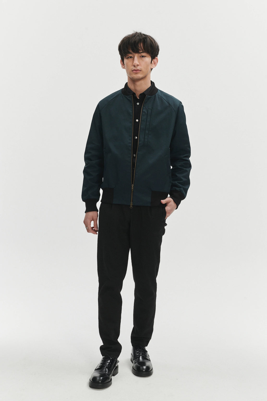 Cool Petrol Blue Bomber Jacket in an Italian Wind Proof Fabric