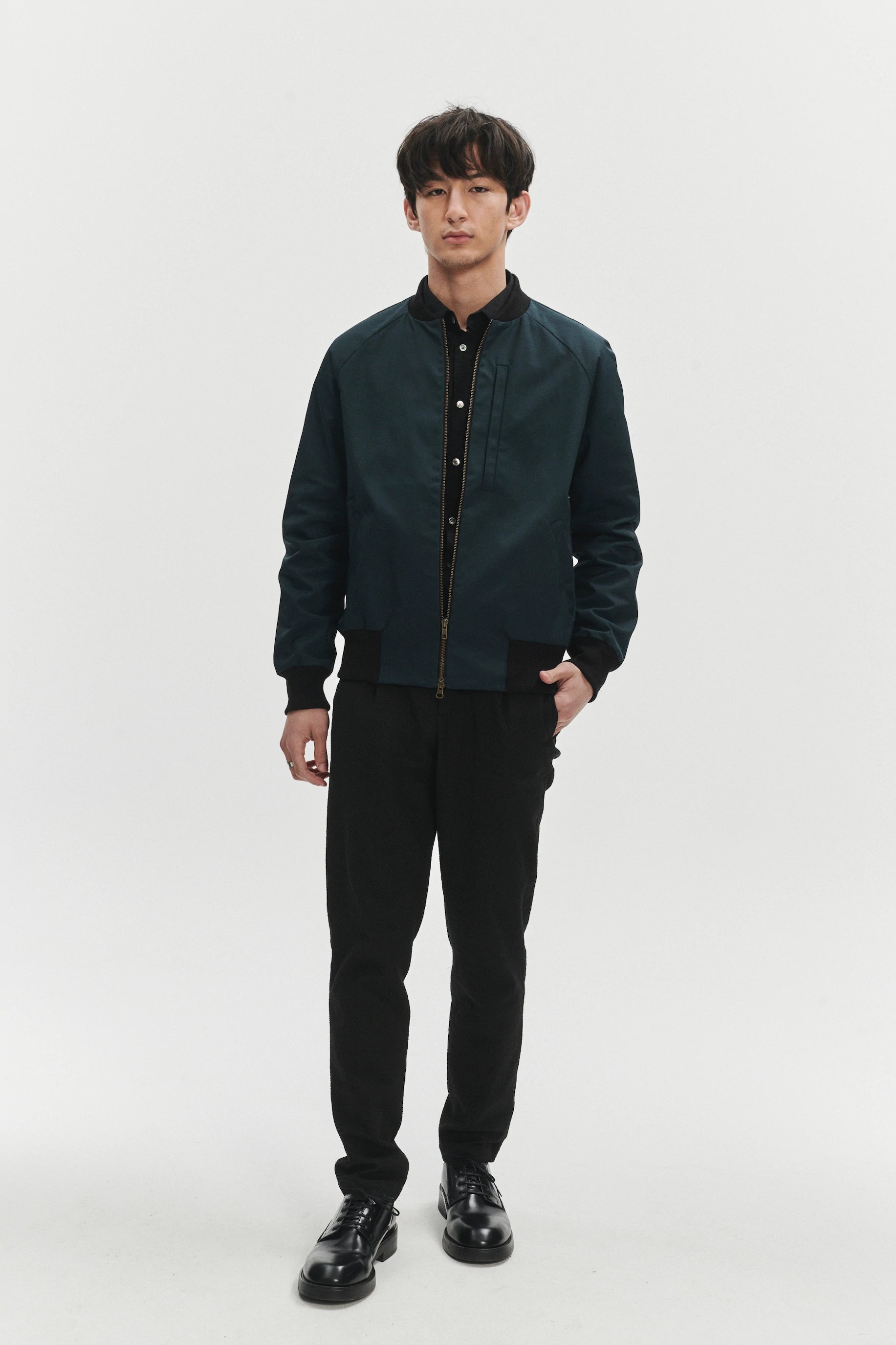 Cool Petrol Blue Bomber Jacket in an Italian Wind Proof Fabric