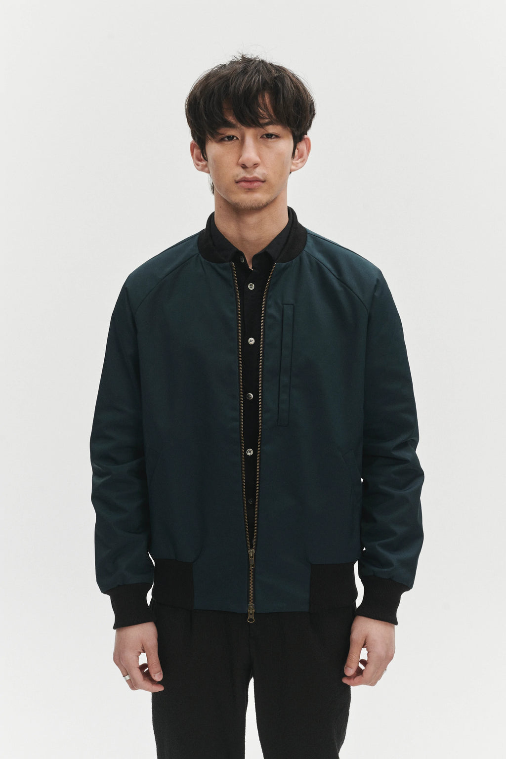 Cool Petrol Blue Bomber Jacket in an Italian Wind Proof Fabric