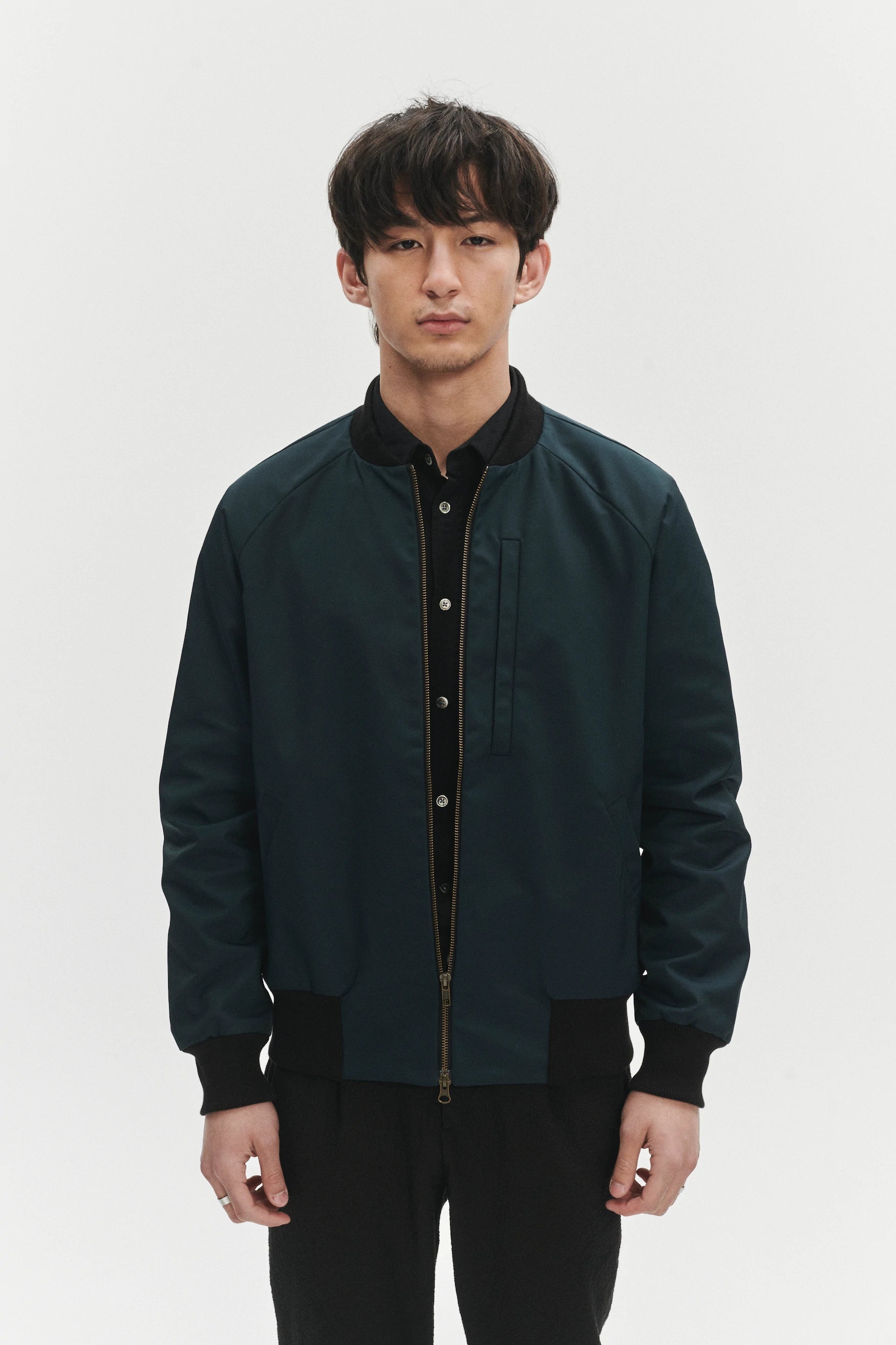 Cool Petrol Blue Bomber Jacket in an Italian Wind Proof Fabric