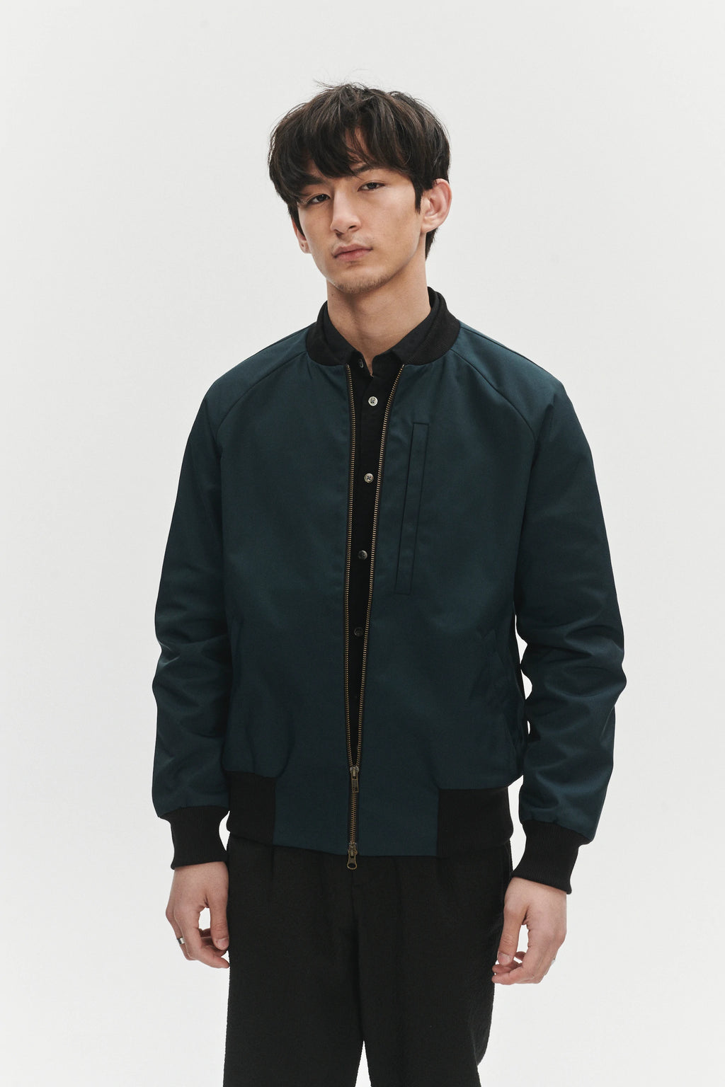 Cool Petrol Blue Bomber Jacket in an Italian Wind Proof Fabric