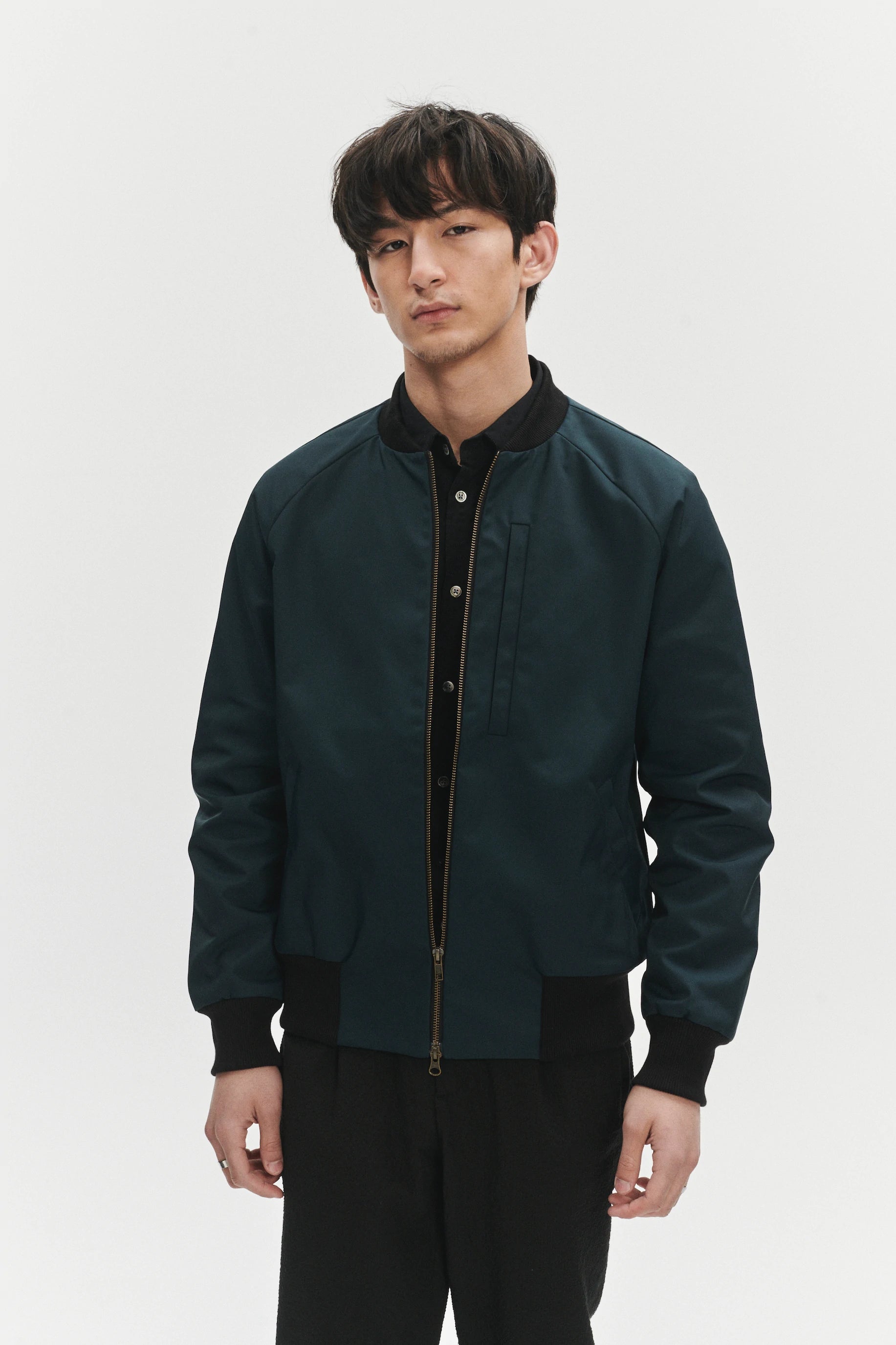 Cool Petrol Blue Bomber Jacket in an Italian Wind Proof Fabric