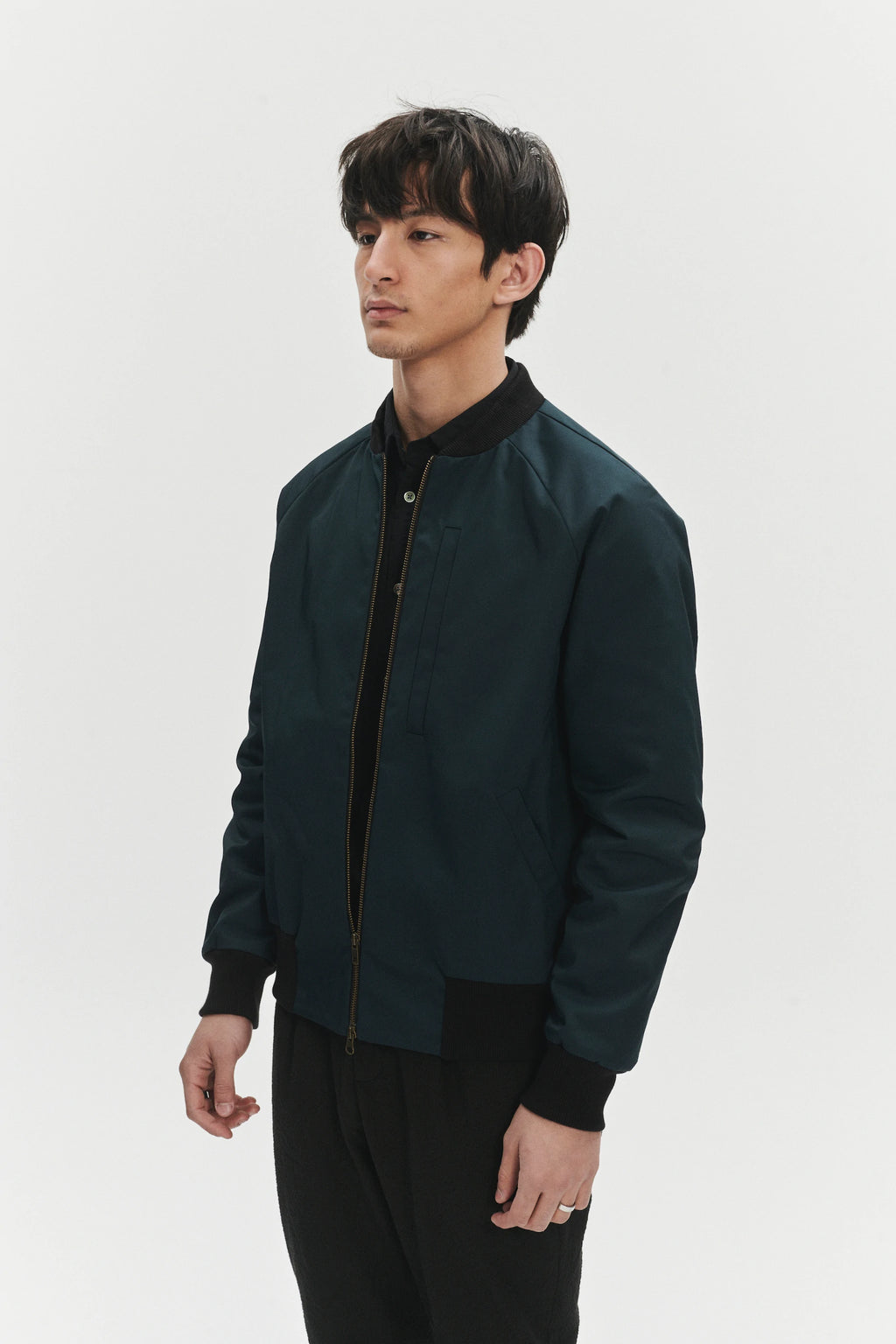 Cool Petrol Blue Bomber Jacket in an Italian Wind Proof Fabric