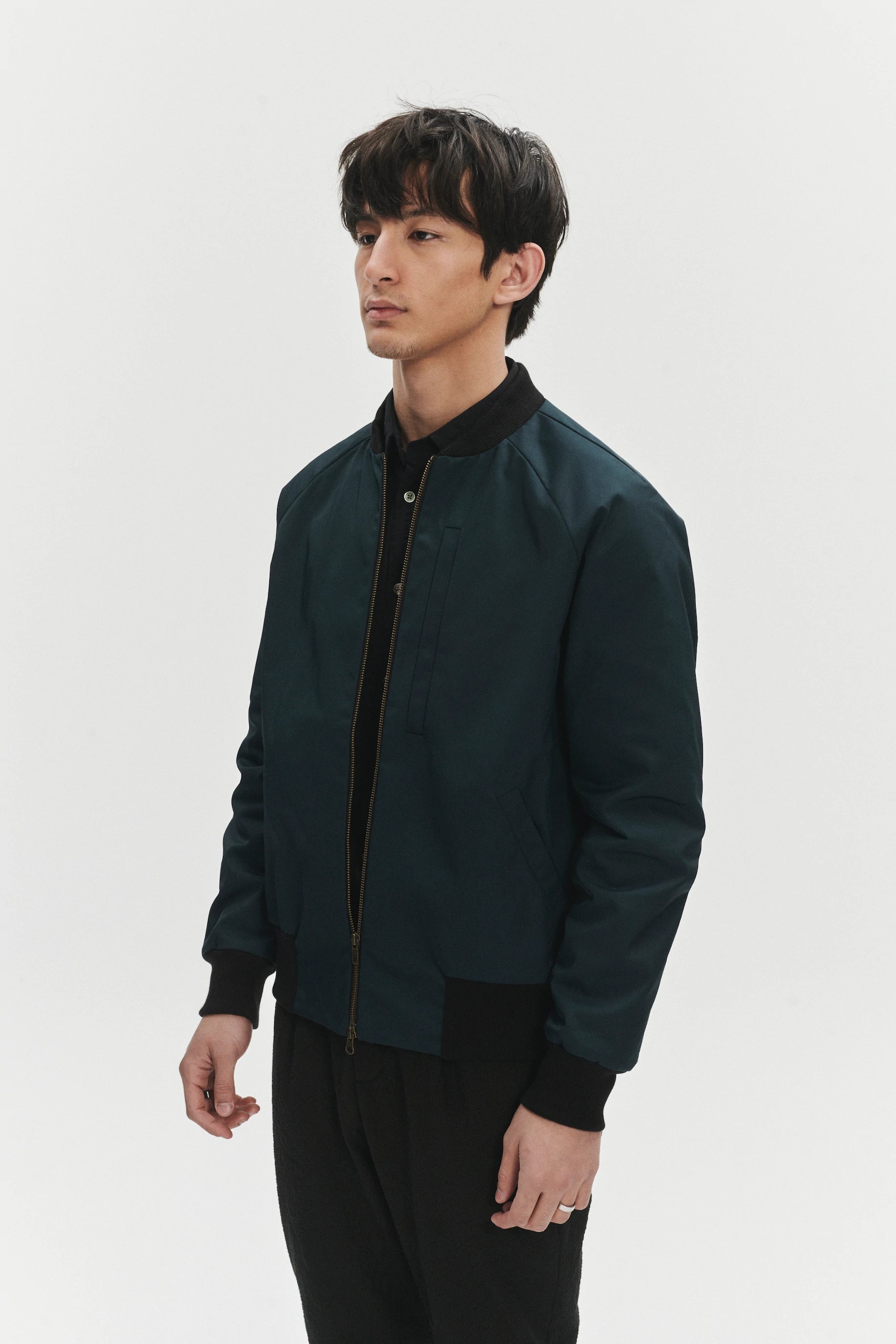 Cool Petrol Blue Bomber Jacket in an Italian Wind Proof Fabric