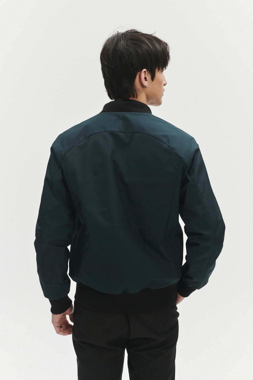 Cool Petrol Blue Bomber Jacket in an Italian Wind Proof Fabric