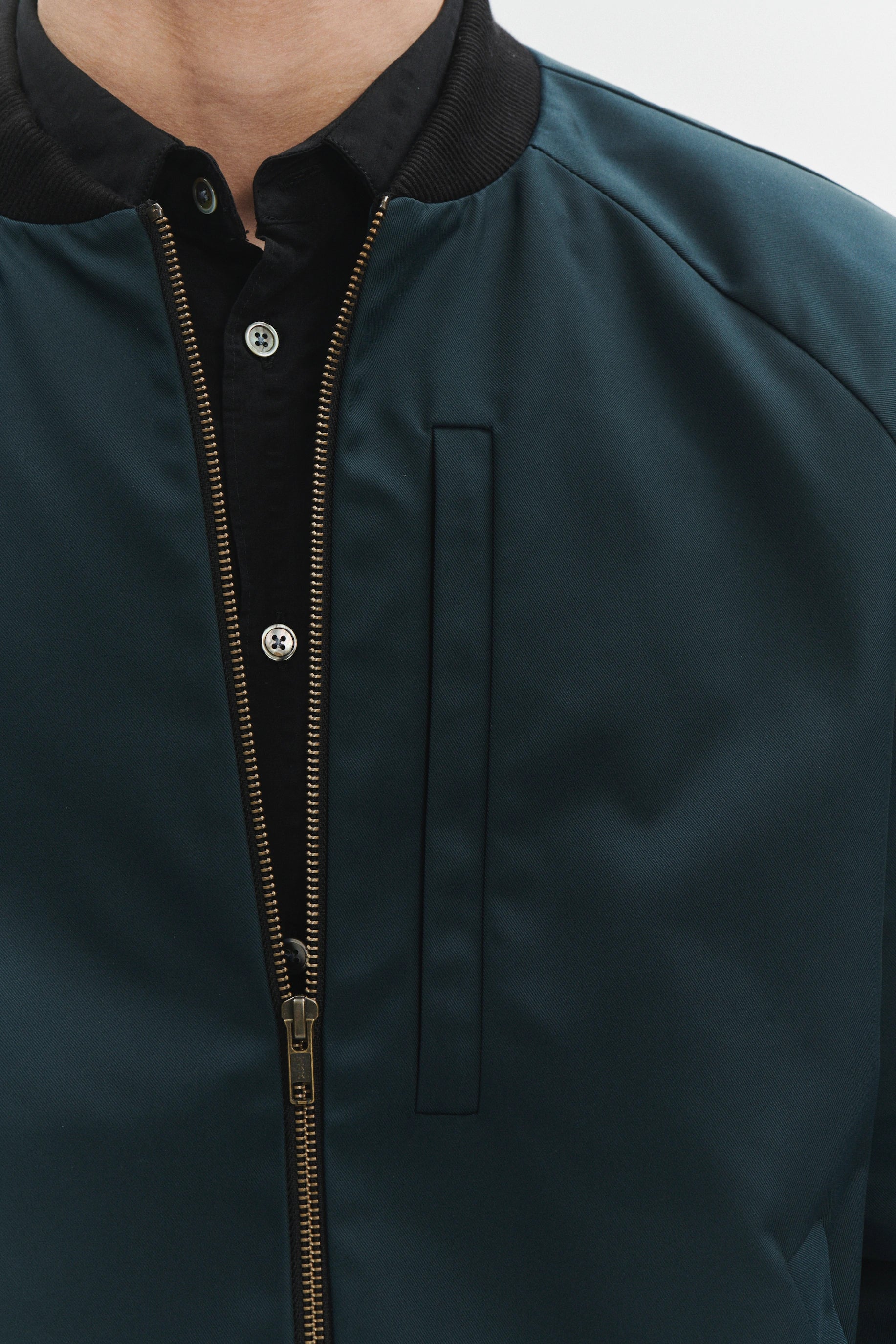 Cool Petrol Blue Bomber Jacket in an Italian Wind Proof Fabric