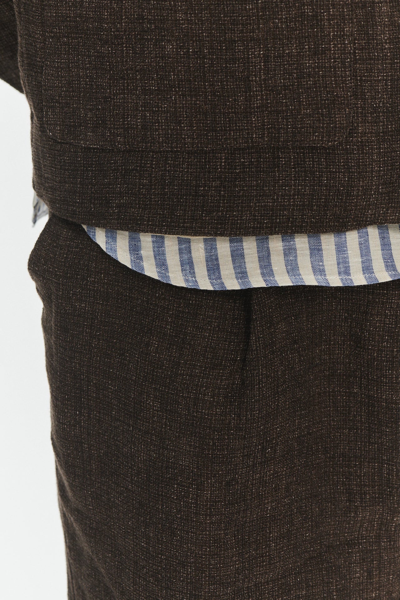 Genuine Trousers in a Brown Fluid and Structured Italian Linen Crepe