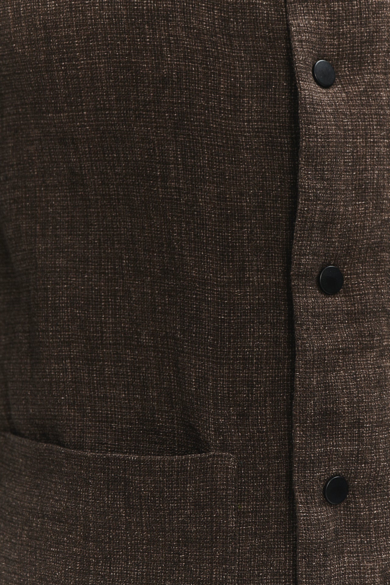 Round Collar Jacket in a Brown Fluid and Structured Italian Linen Crepe