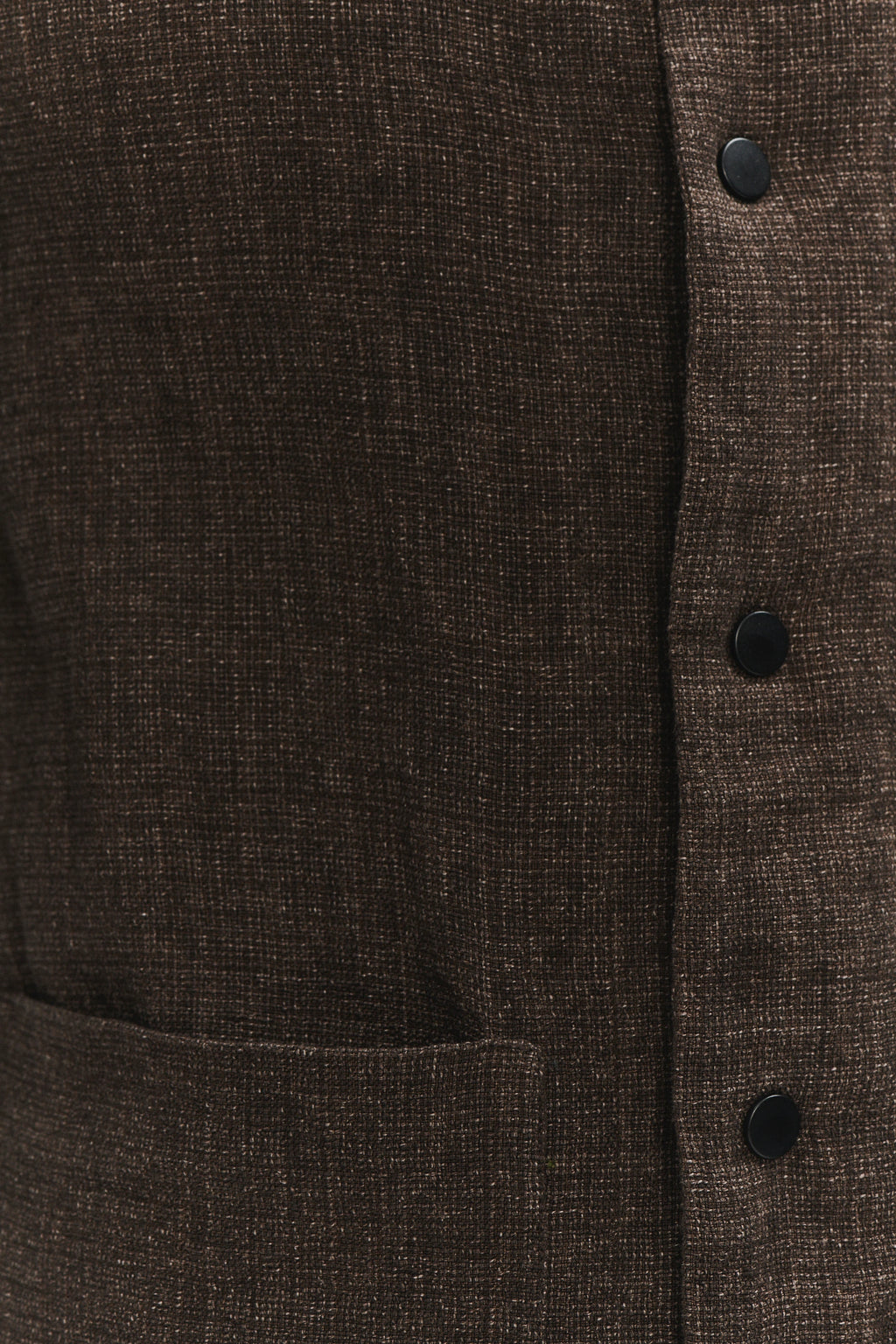 Round Collar Jacket in a Brown Fluid and Structured Italian Linen Crepe