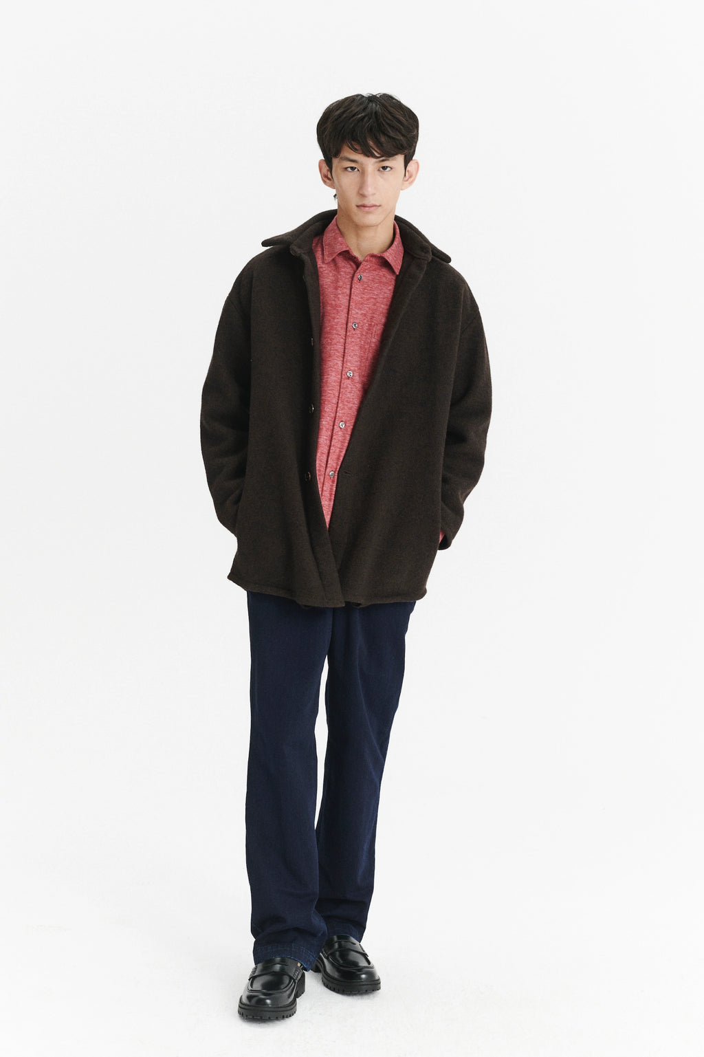 Finest Over Shirt Jacket in a Dark Chocolate Softest Boiled Wool