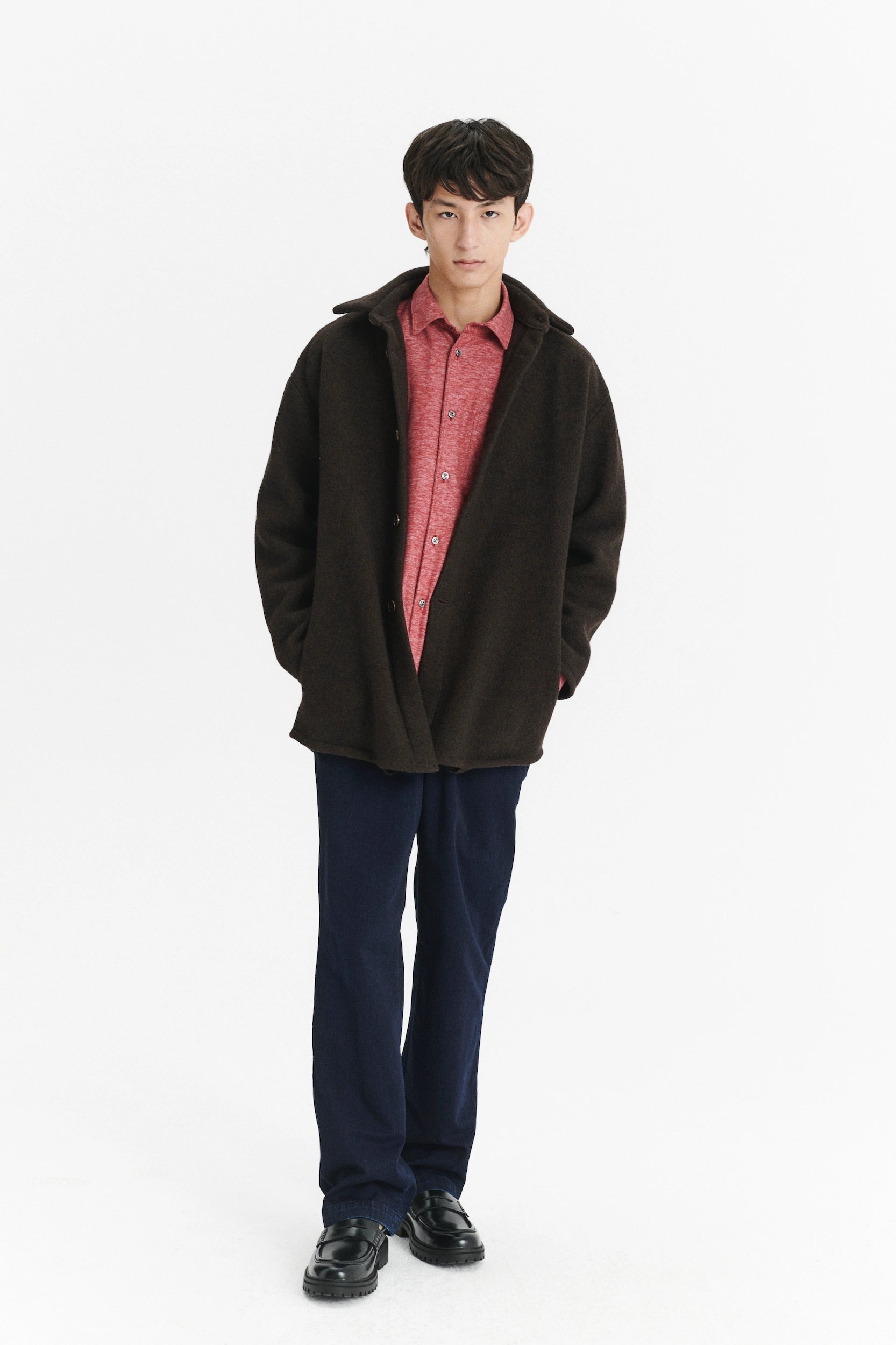 Finest Over Shirt Jacket in a Dark Chocolate Softest Boiled Wool