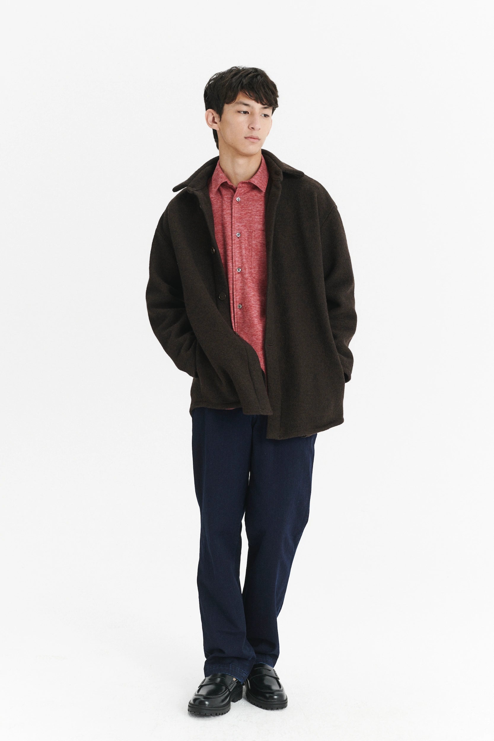 Finest Over Shirt Jacket in a Dark Chocolate Softest Boiled Wool