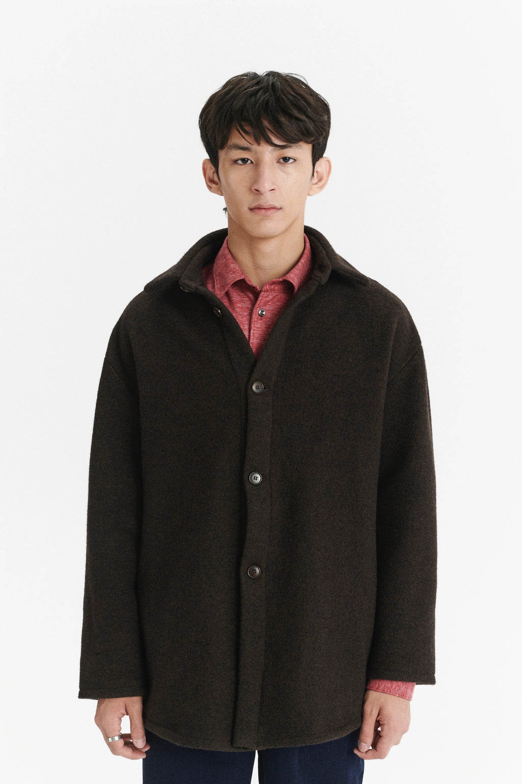 Finest Over Shirt Jacket in a Dark Chocolate Softest Boiled Wool