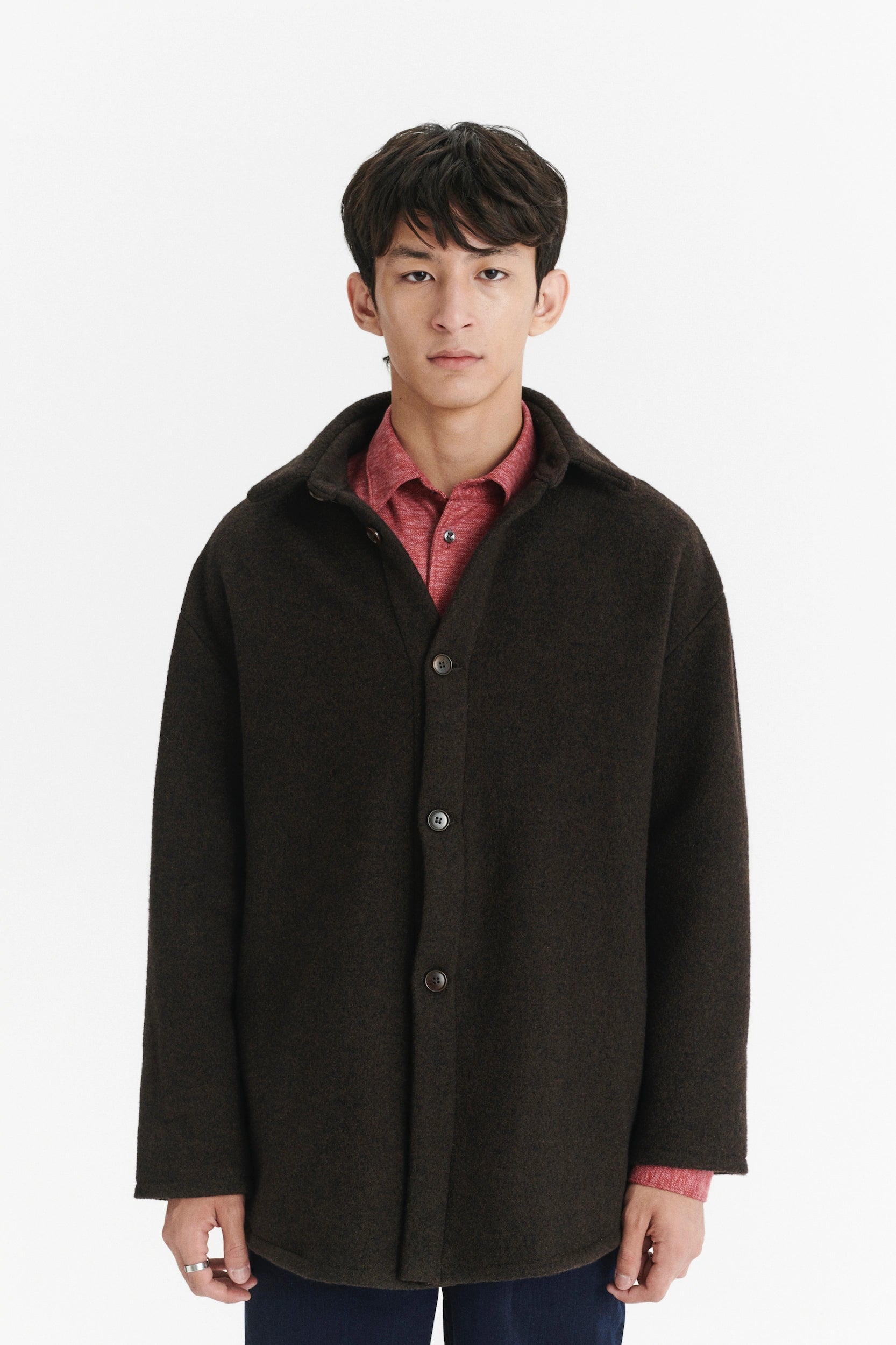 Finest Over Shirt Jacket in a Dark Chocolate Softest Boiled Wool