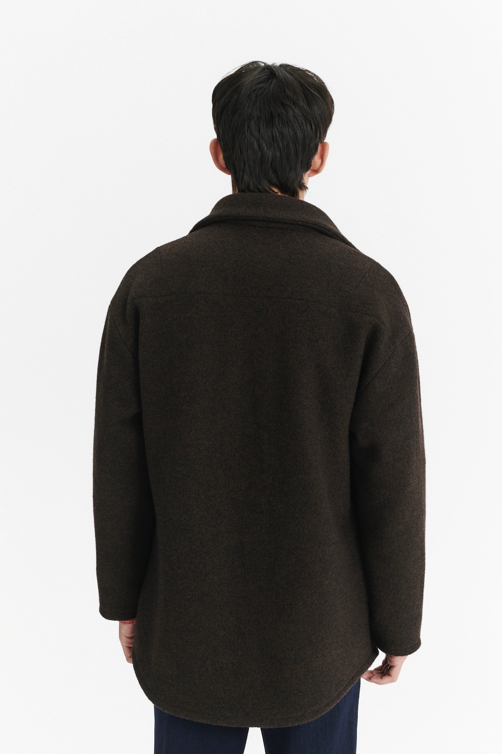 Finest Over Shirt Jacket in a Dark Chocolate Softest Boiled Wool