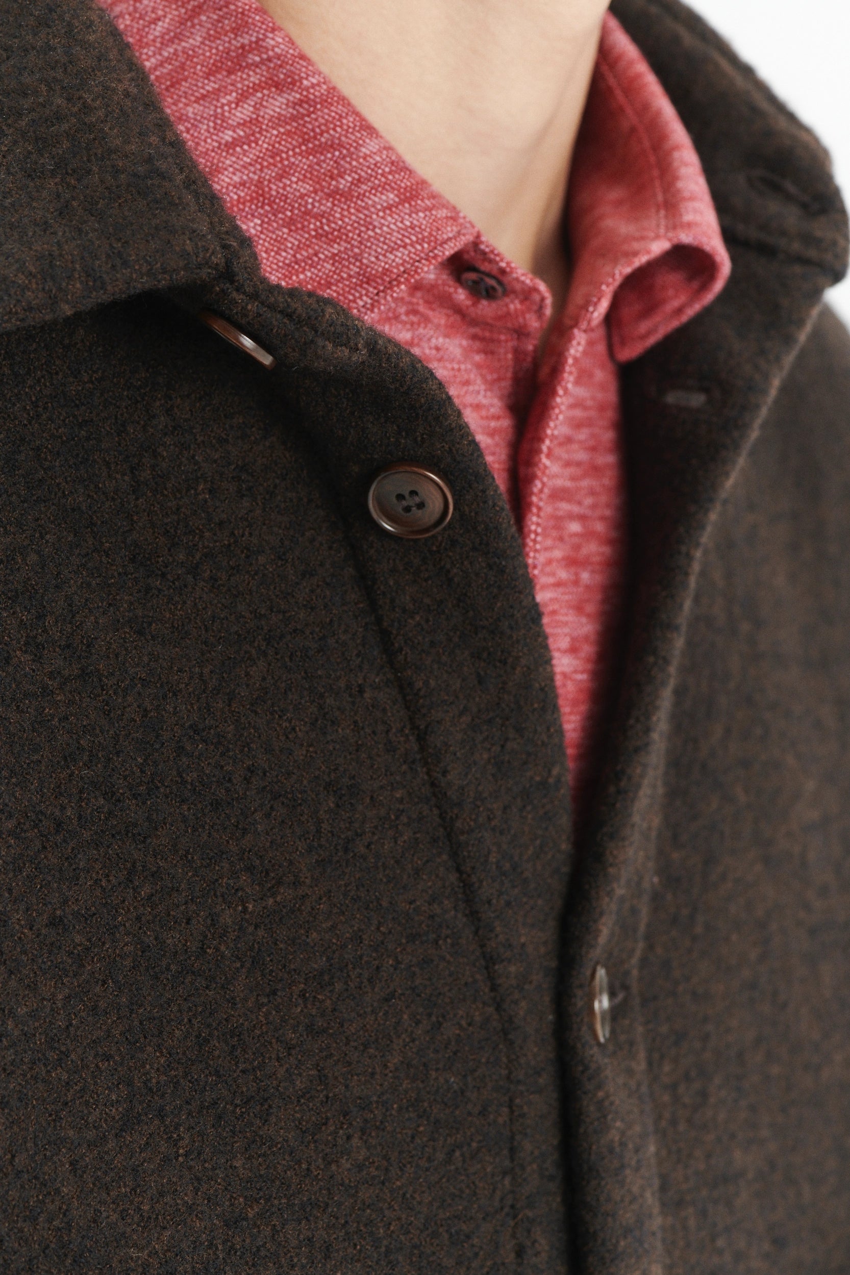 Finest Over Shirt Jacket in a Dark Chocolate Softest Boiled Wool