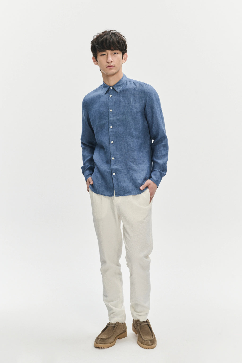 Feel Good Shirt in a Berlin Blue Italian Linen