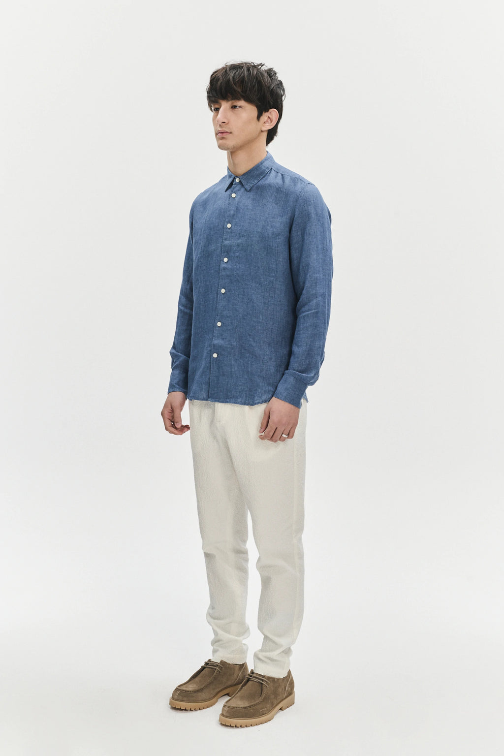 Feel Good Shirt in a Berlin Blue Italian Linen