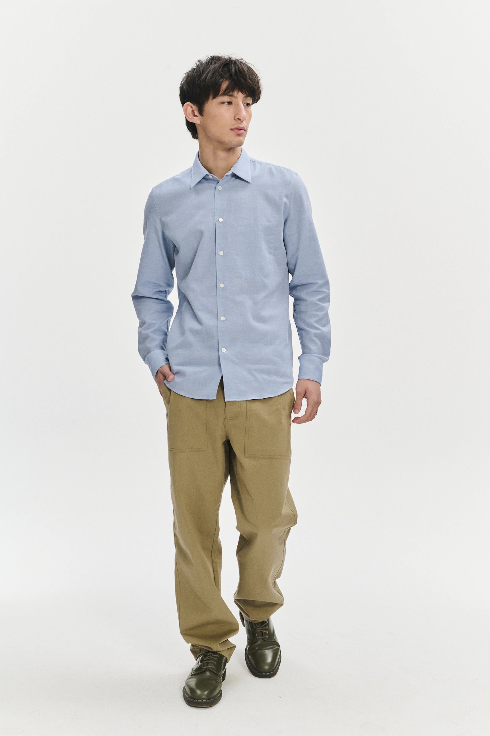 Feel Good Shirt in the Finest Light Blue High Twist Italian Cotton by Albini