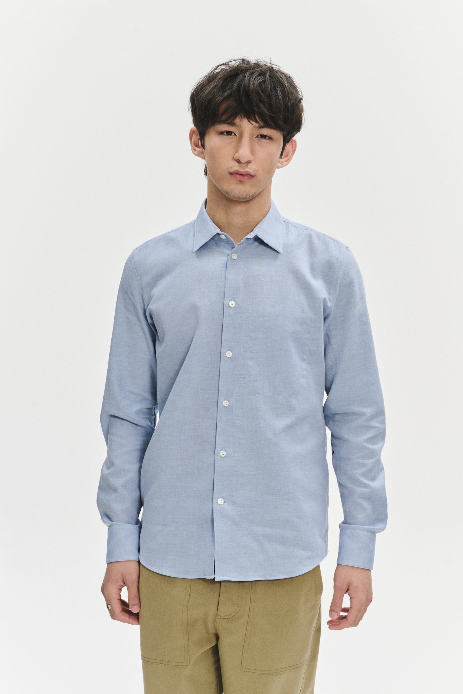 Feel Good Shirt in the Finest Light Blue High Twist Italian Cotton by Albini