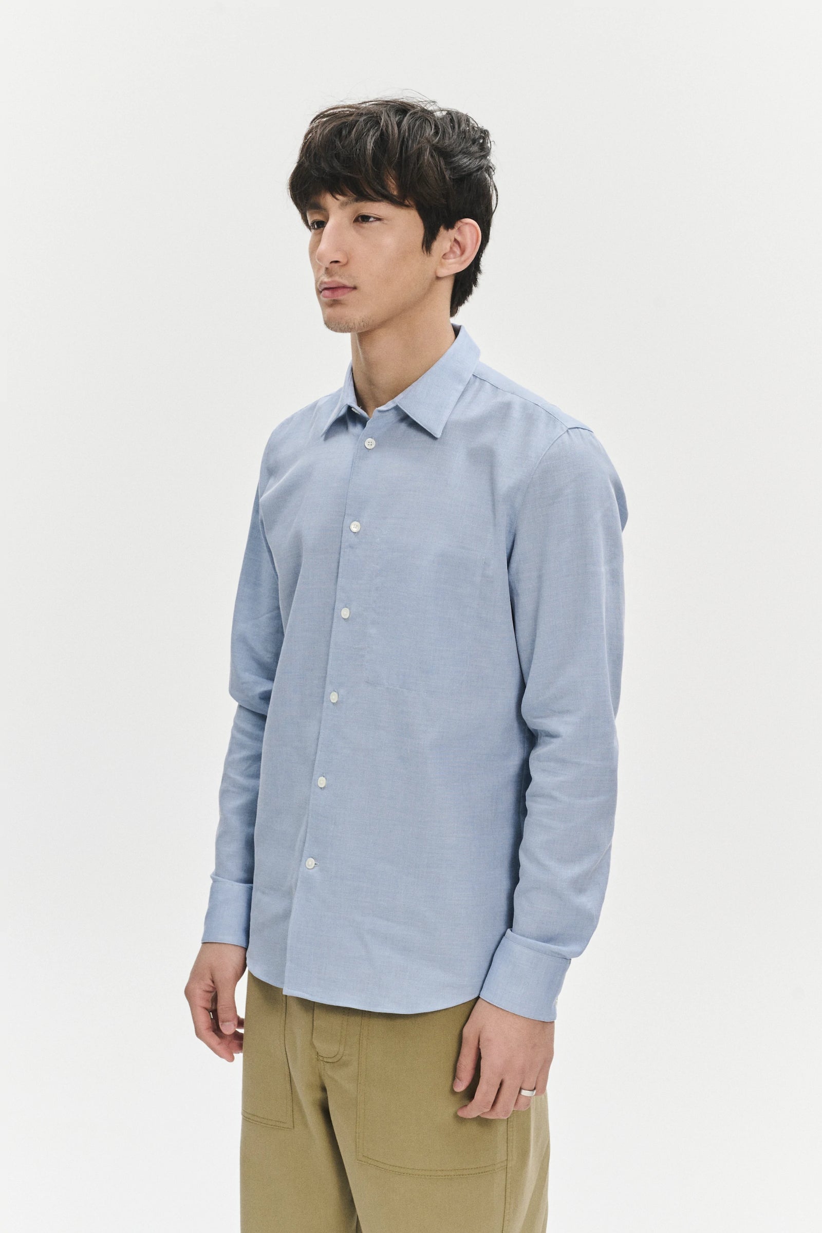 Feel Good Shirt in the Finest Light Blue High Twist Italian Cotton by Albini