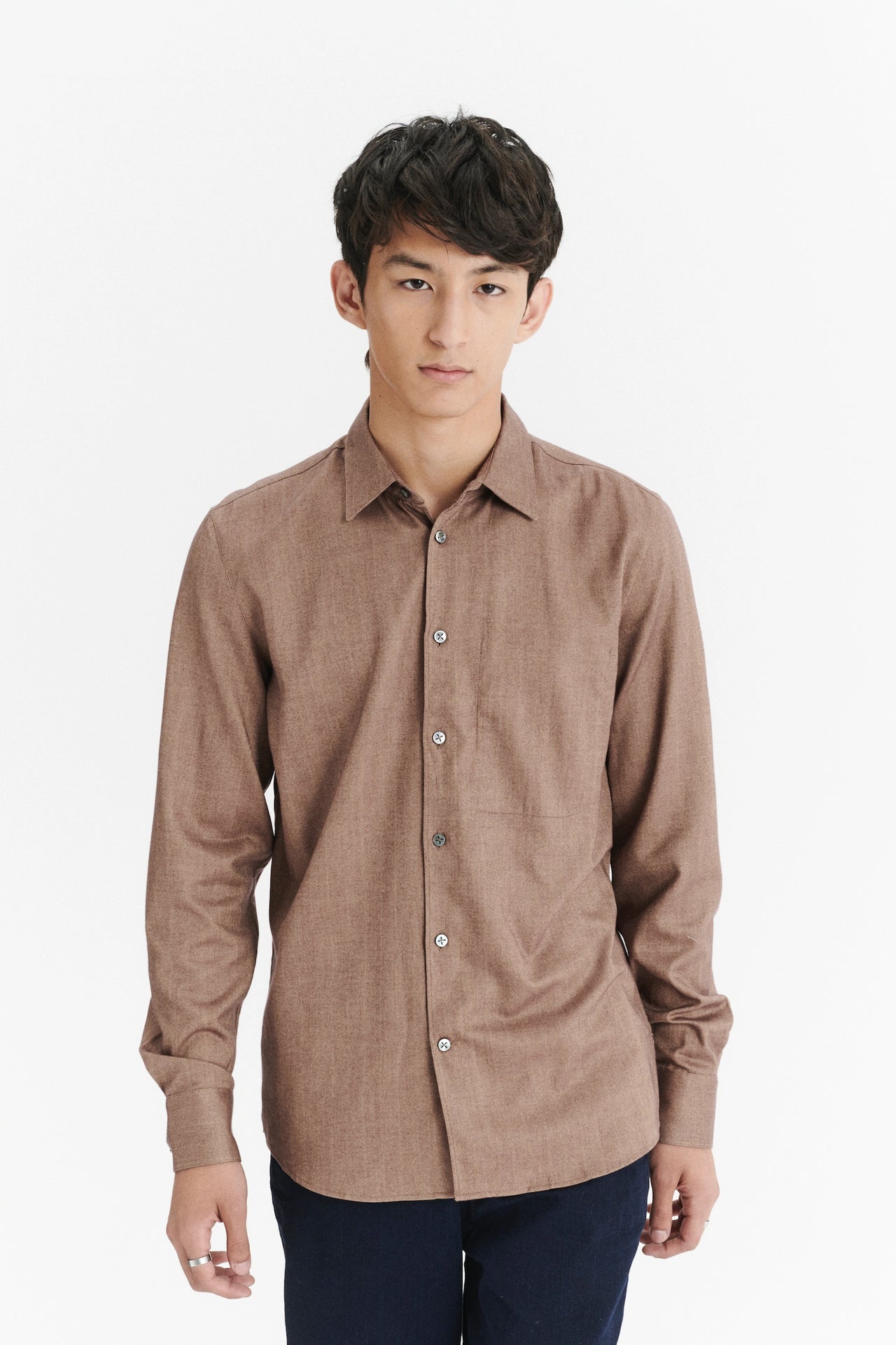 Feel Good Shirt in a Cinnamon Soft Italian Cotton and Lyocell Flannel